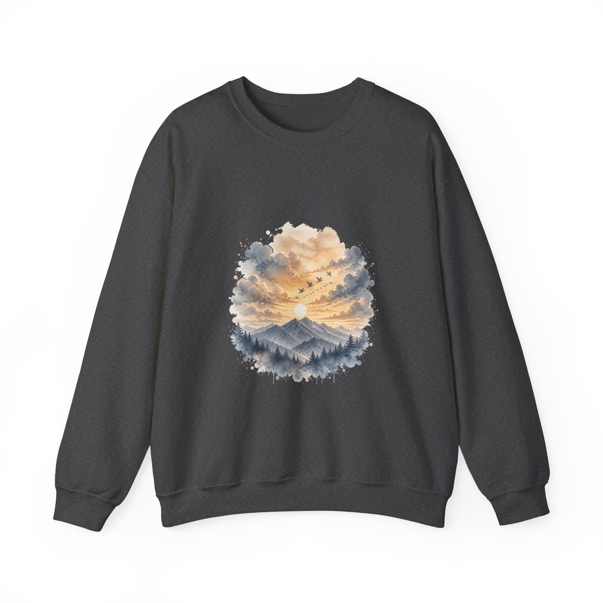 Matching Couple Sweatshirt - Sunrise & Sunset Matching Couple Premium Fleece Sweatshirt Watercolor Art His Hers Birthday Gift - Design B