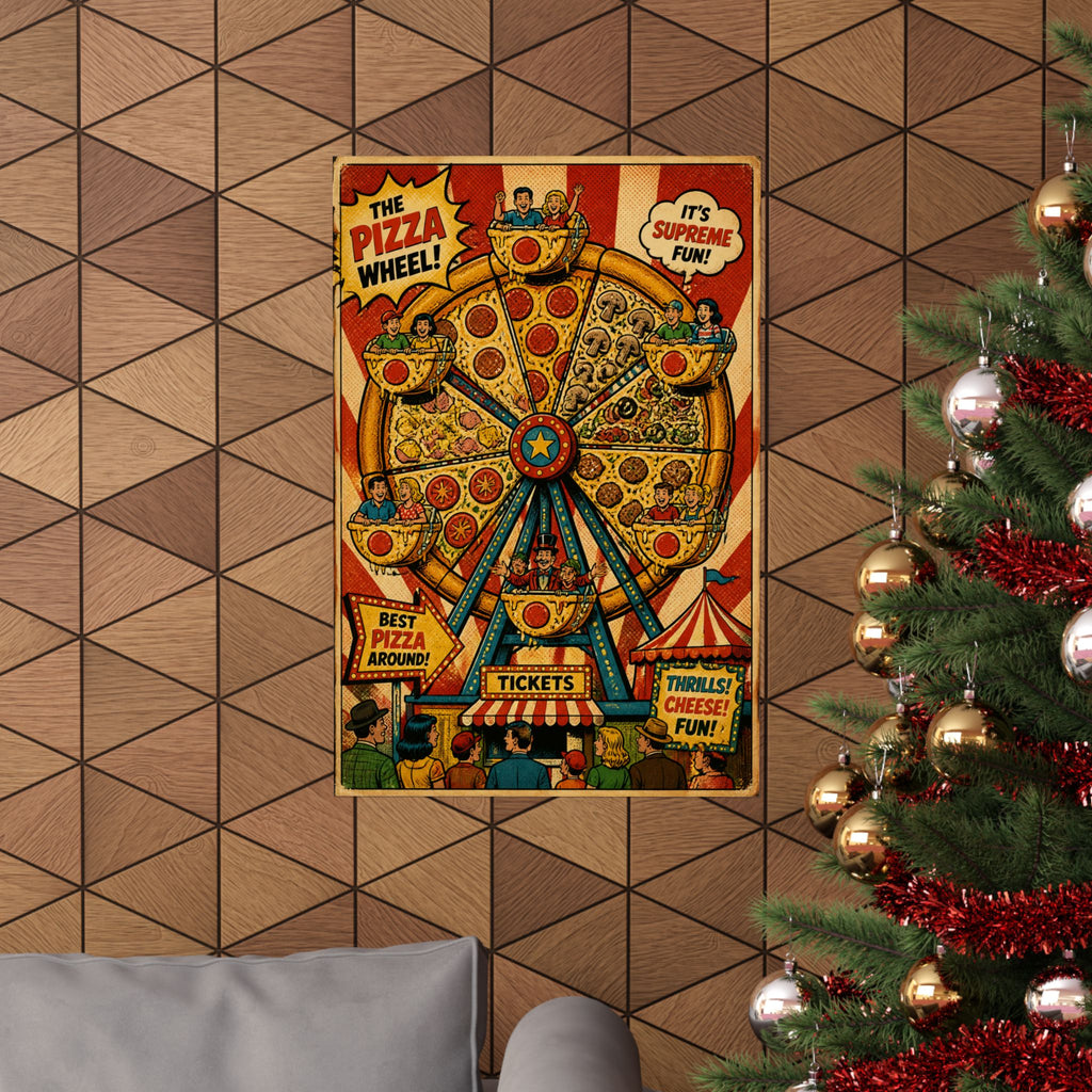 Pizza Ferris Wheel Wall Art Poster 18×24 Pop Art Living Room Decor Maximalist Print