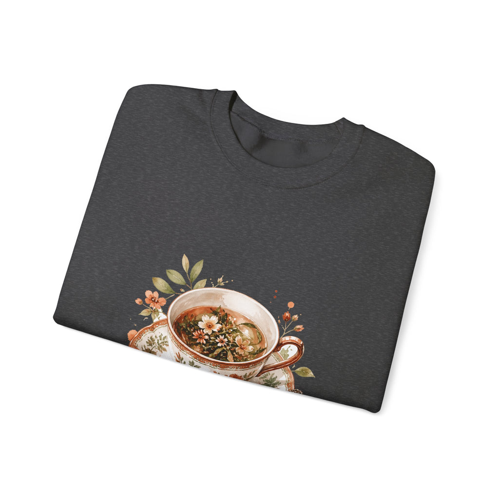 Matching Couple Sweatshirt - Coffee & Tea Matching Couple Crewneck Sweatshirt Watercolor Art His Hers Engagement Gift - Design B