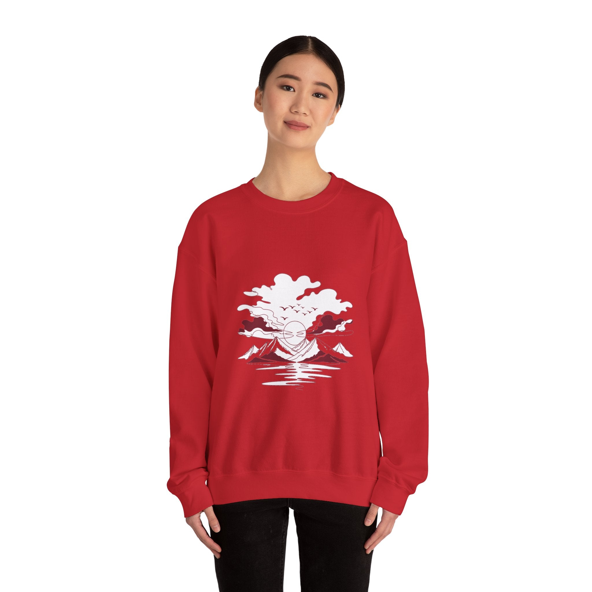 Matching Couple Sweatshirt - Sunrise & Sunset Matching Couple Premium Fleece Sweatshirt Minimalist Art His Hers Christmas Gift - Design B