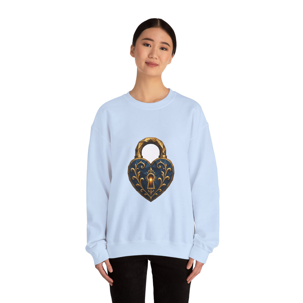 Matching Couple Sweatshirt - Key & Lock Matching Couple Premium Fleece Sweatshirt Geometric Art His Hers Love Gift - Design B