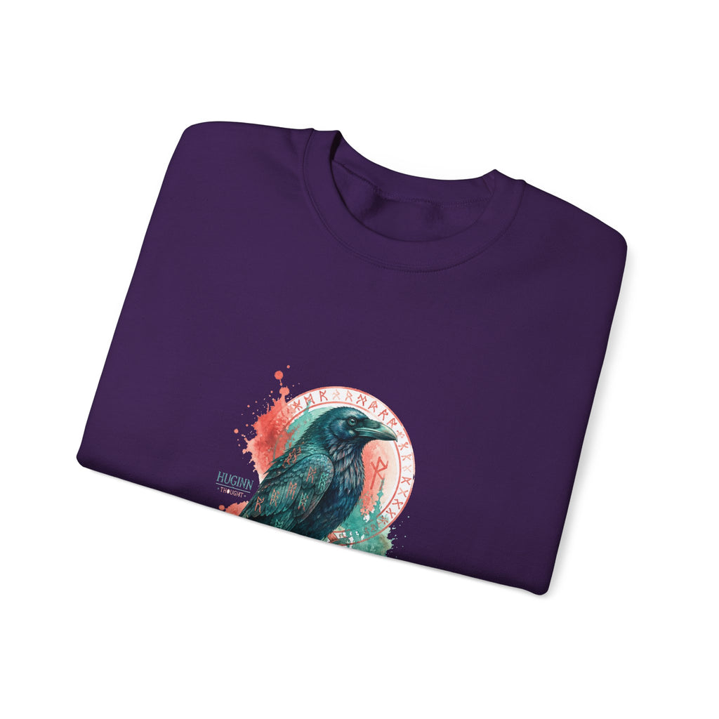 Matching Couple Sweatshirt - Huginn & Muninn Matching Couple Crewneck Sweatshirt Watercolor Art His Hers Engagement Gift - Design A