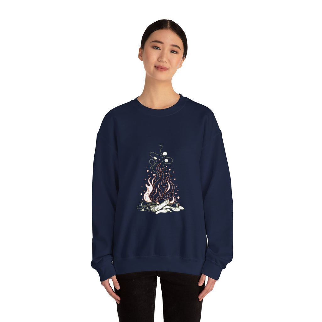 Matching Couple Sweatshirt - Wildfire & Waterfall Matching Couple Comfort Colors Crew Minimalist Art His Hers Christmas Gift - Design A