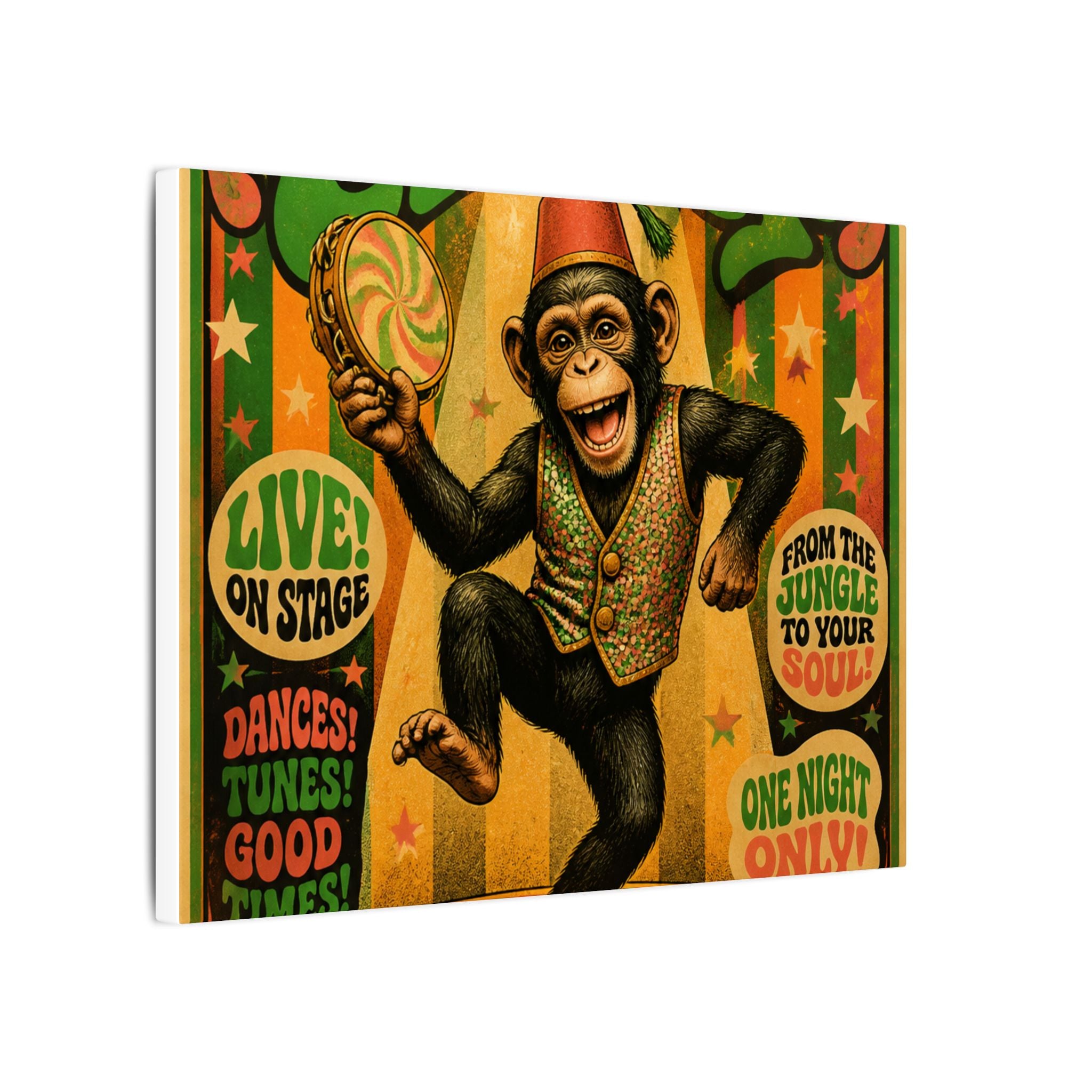 Dancing Monkey Wall Art Canvas 16×20 Psychedelic Cafe Decor Maximalist Print