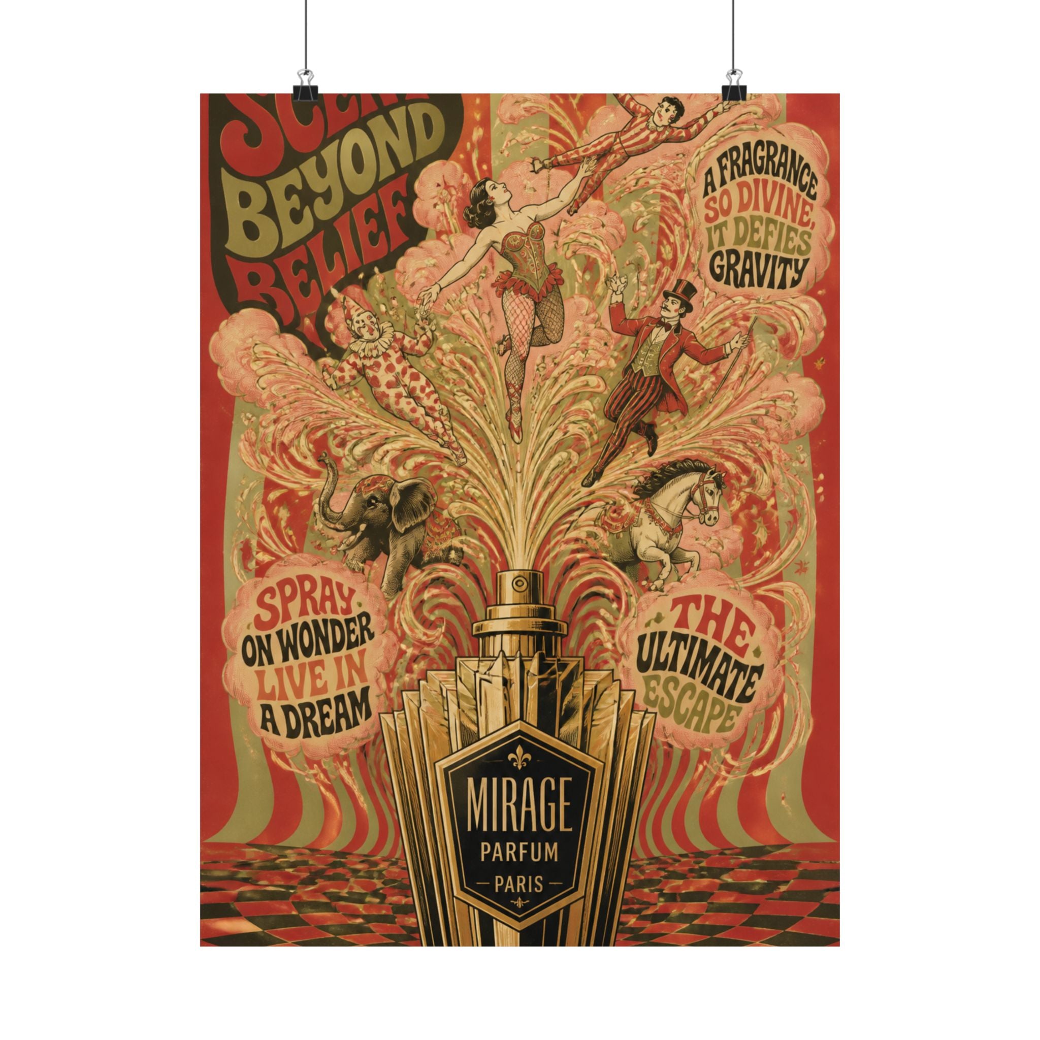 Perfume Bottle Fountain Wall Art Poster 18×24 Psychedelic Cafe Decor Maximalist Print