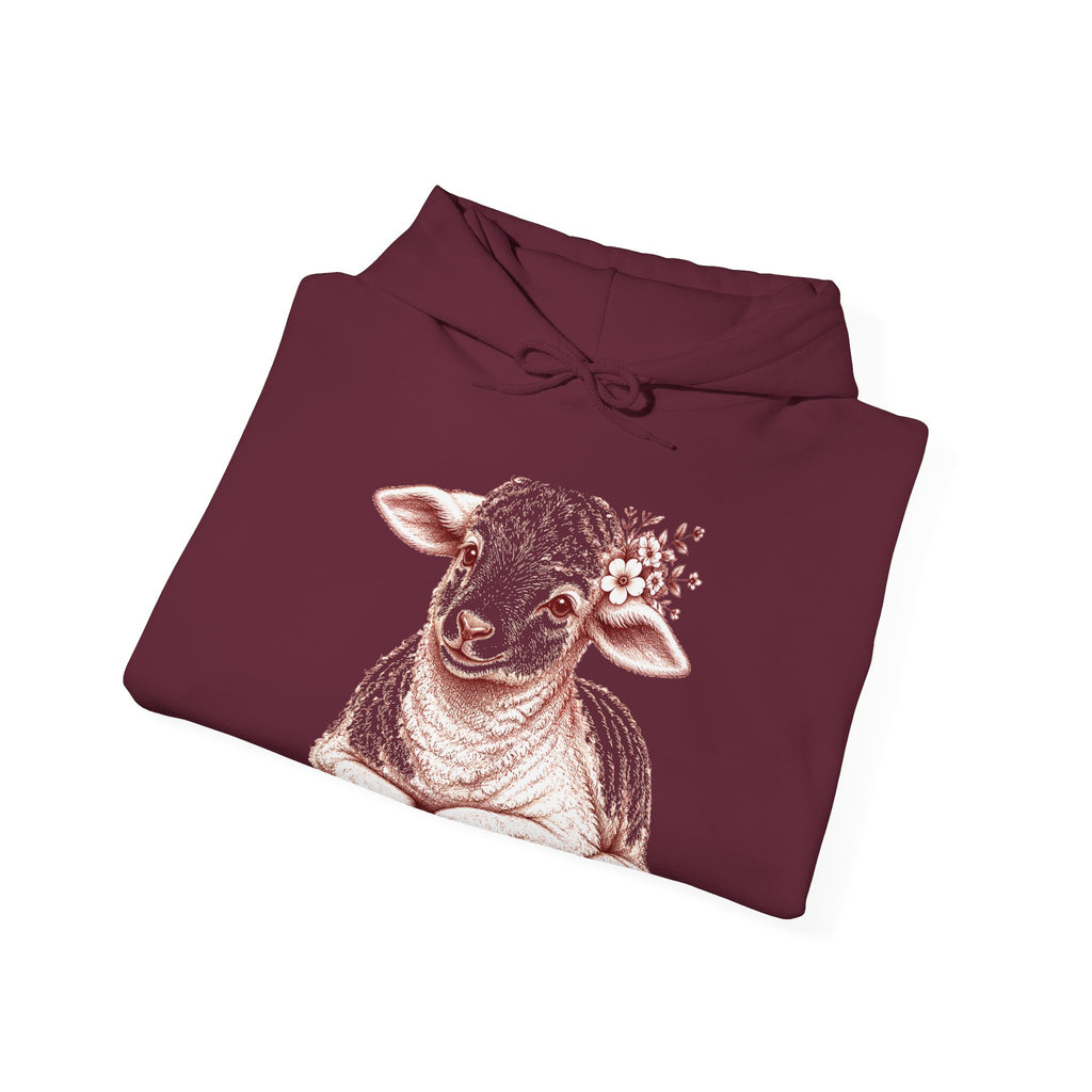 Matching Couple Sweatshirt - Lion & Lamb Matching Couple Hooded Sweatshirt Hand-Drawn Art His Hers Best Friend Gift - Design B