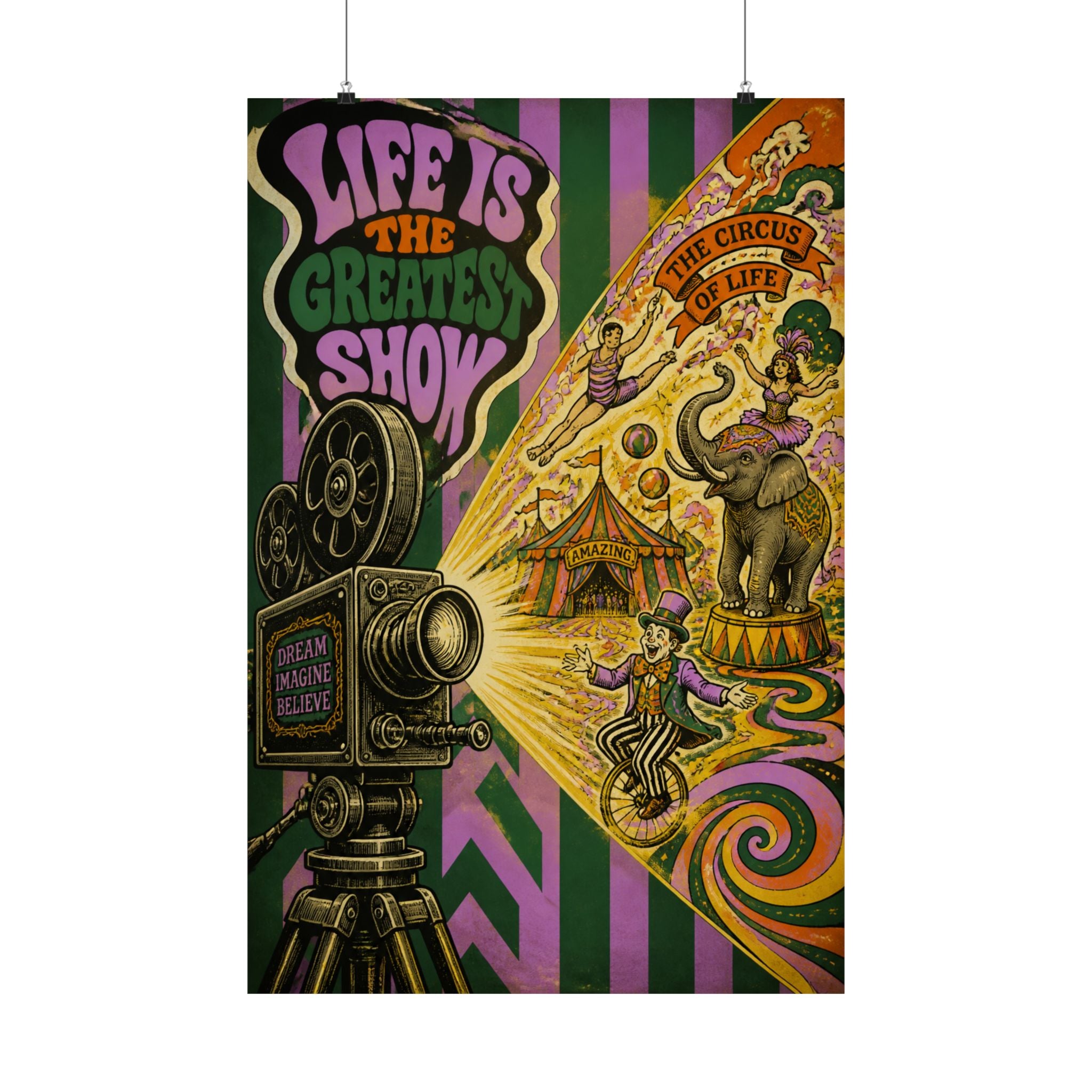 Film Camera Projector Show Wall Art Poster 18×24 Psychedelic Cafe Decor Maximalist Print