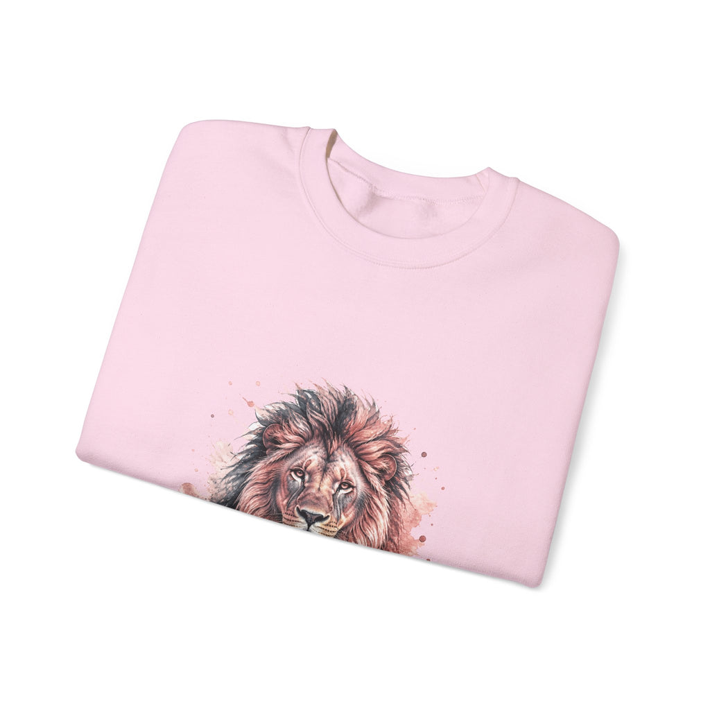 Matching Couple Sweatshirt - Lion & Lamb Matching Couple Crewneck Sweatshirt Watercolor Art His Hers Engagement Gift - Design A