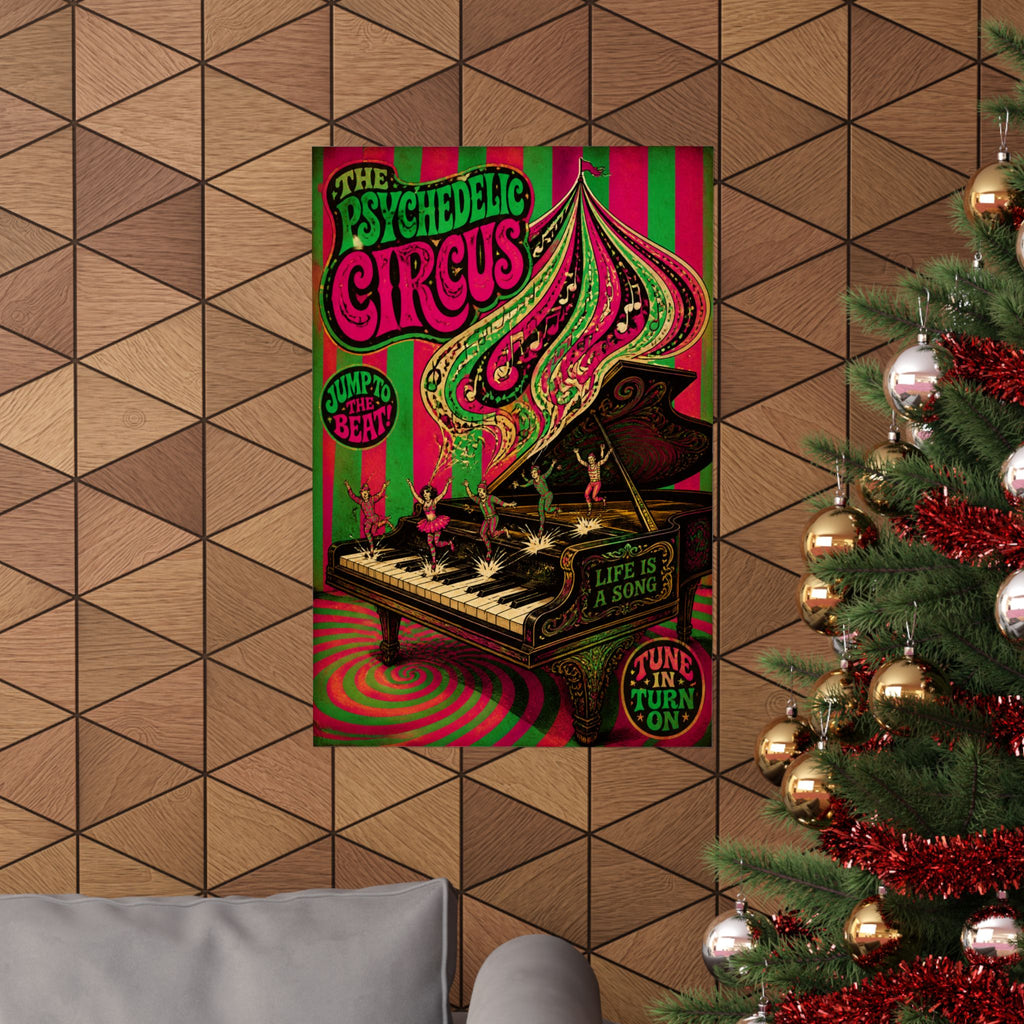 Grand Piano Acrobats Wall Art Poster 24×36 Psychedelic Dining Room Decor Maximalist Print