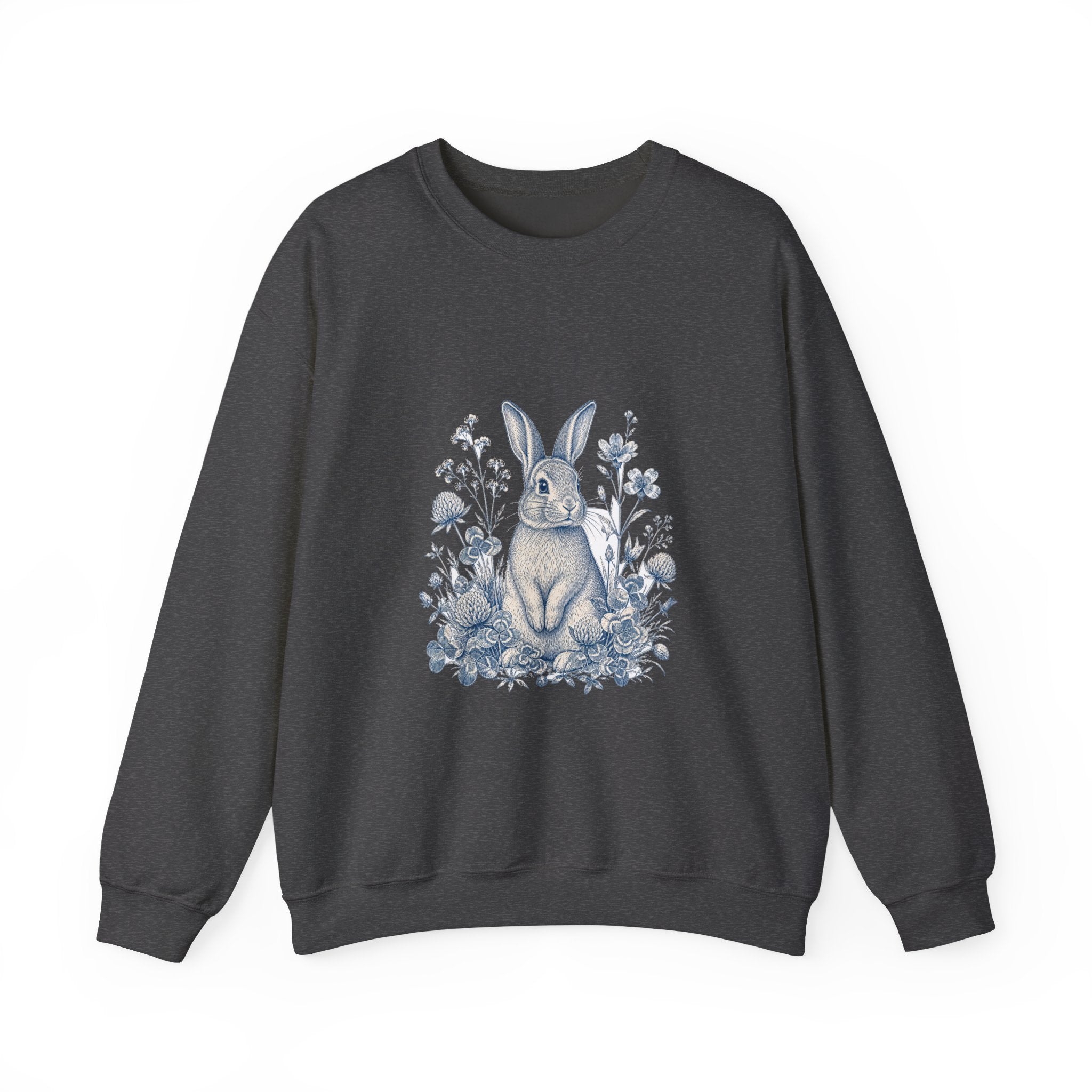 Matching Couple Sweatshirt - Fox & Rabbit Matching Couple Crewneck Sweatshirt Vintage Art His Hers Wedding Gift - Design B