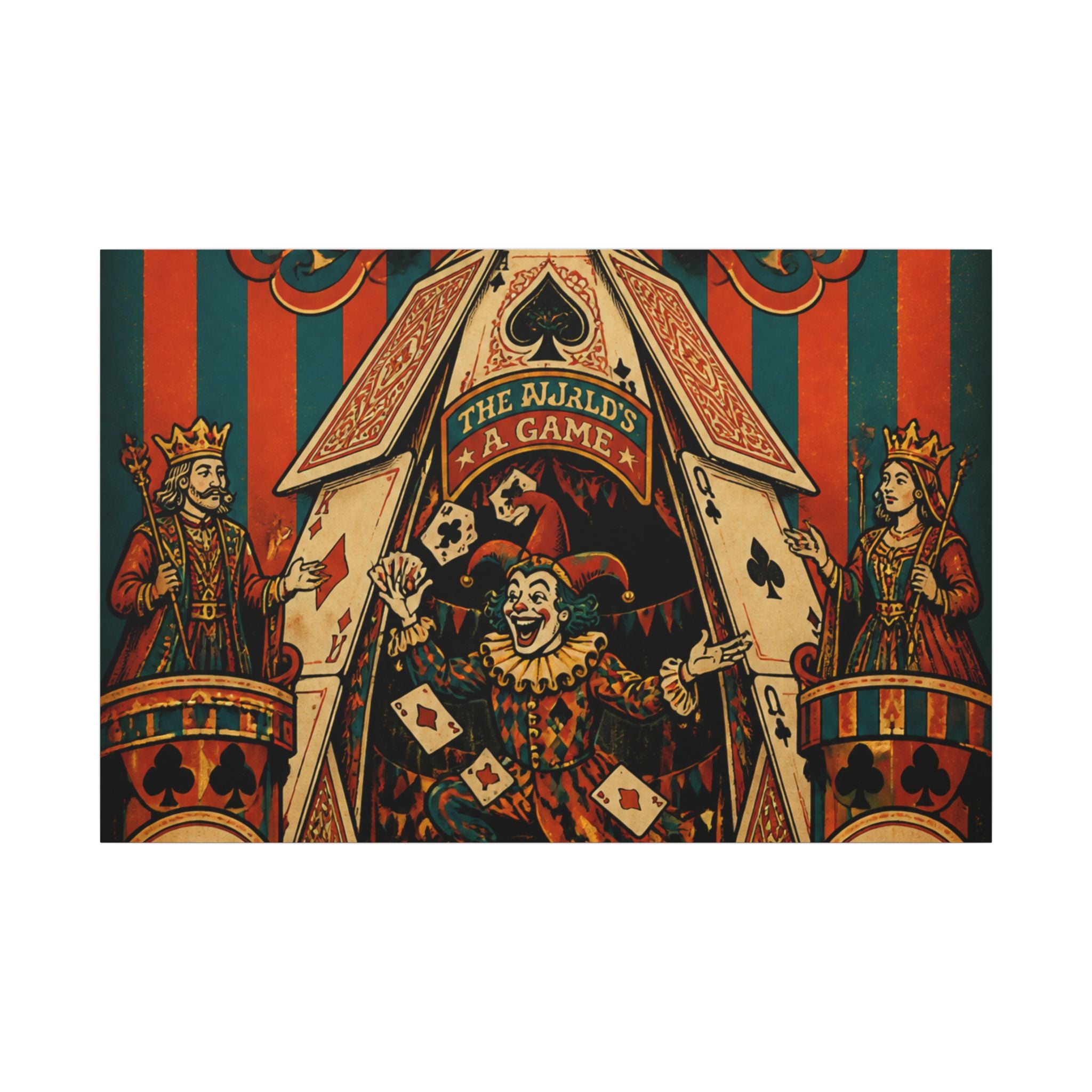 Playing Cards Tent Wall Art Canvas 24×36 Psychedelic Dining Room Decor Maximalist Print