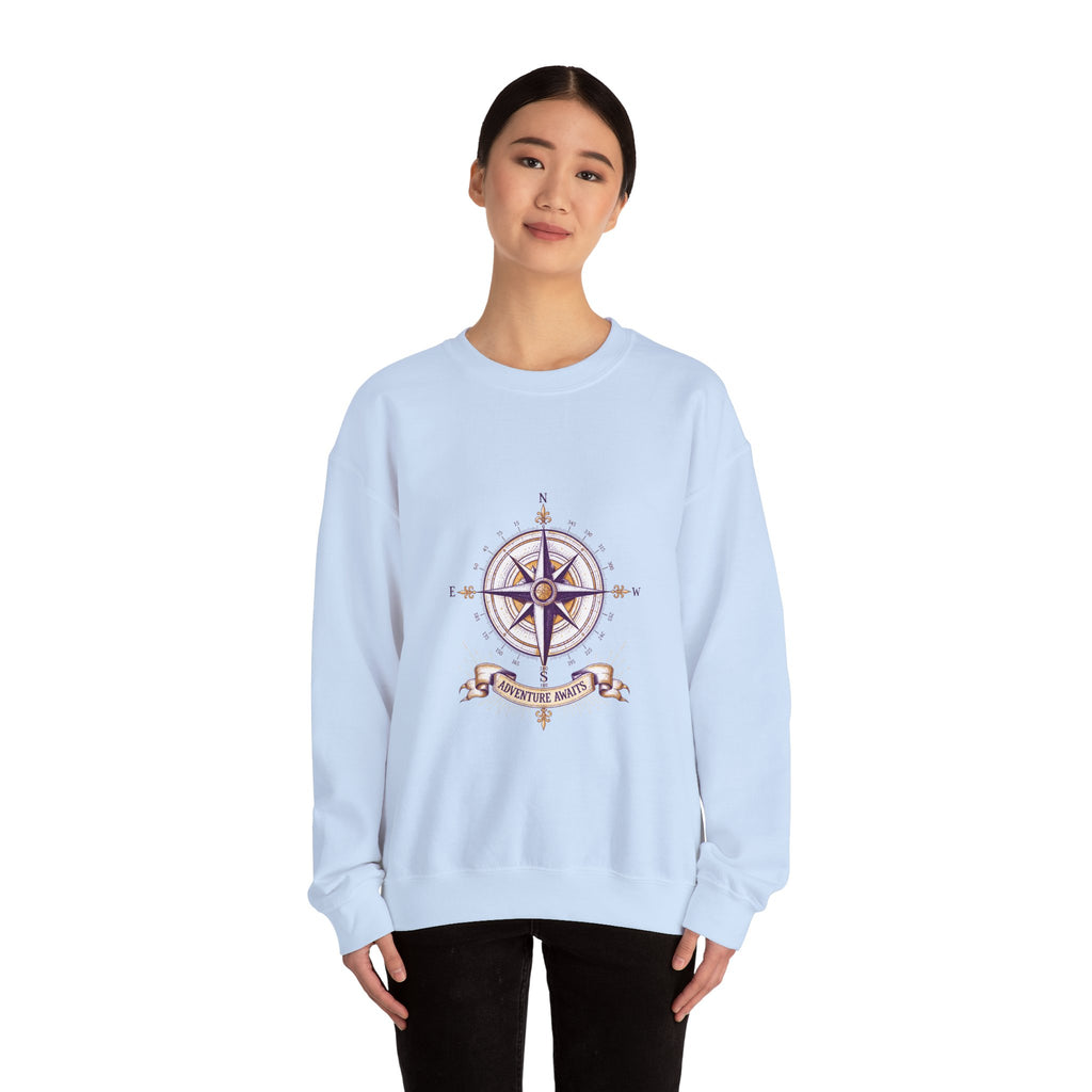 Matching Couple Sweatshirt - Compass North & South Matching Couple Comfort Colors Crew Hand-Drawn Art His Hers Anniversary Gift - Design B