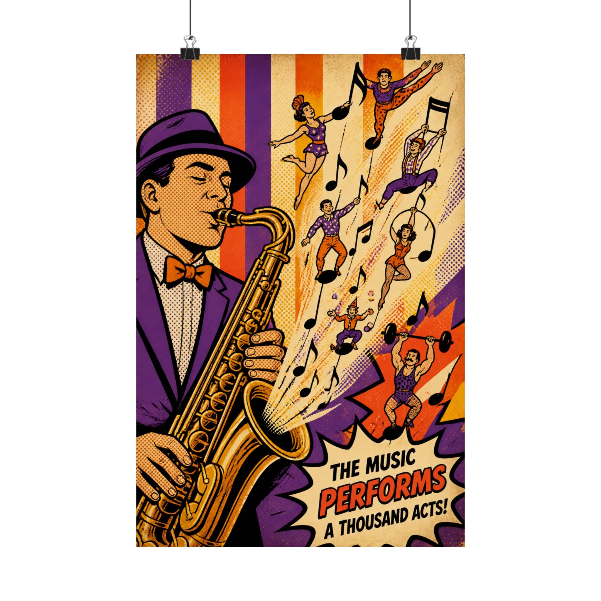 Saxophone Music Circus Wall Art Poster 18×24 Pop Art Living Room Decor Maximalist Print