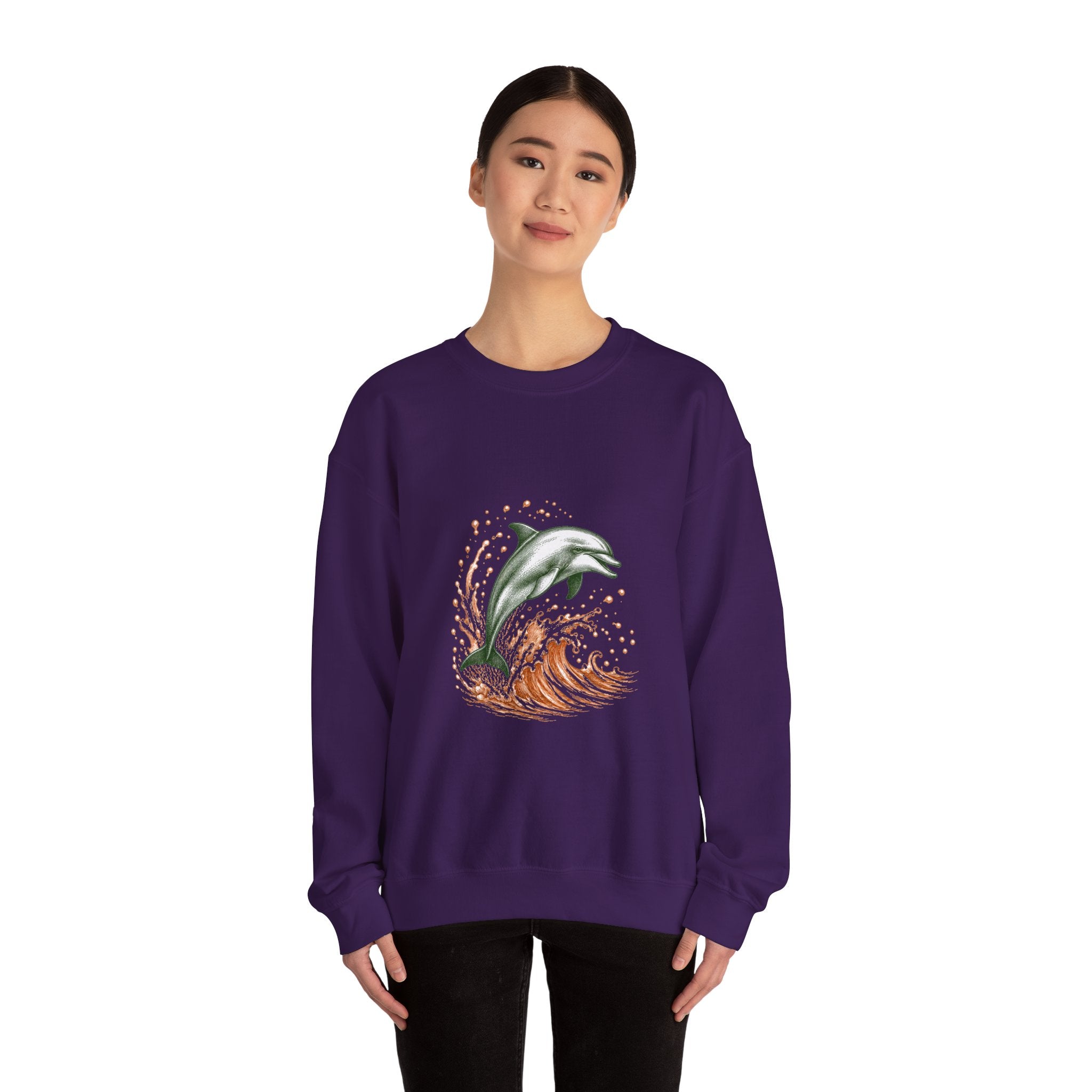 Matching Couple Sweatshirt - Shark & Dolphin Matching Couple Crewneck Sweatshirt Hand-Drawn Art His Hers Best Friend Gift - Design B
