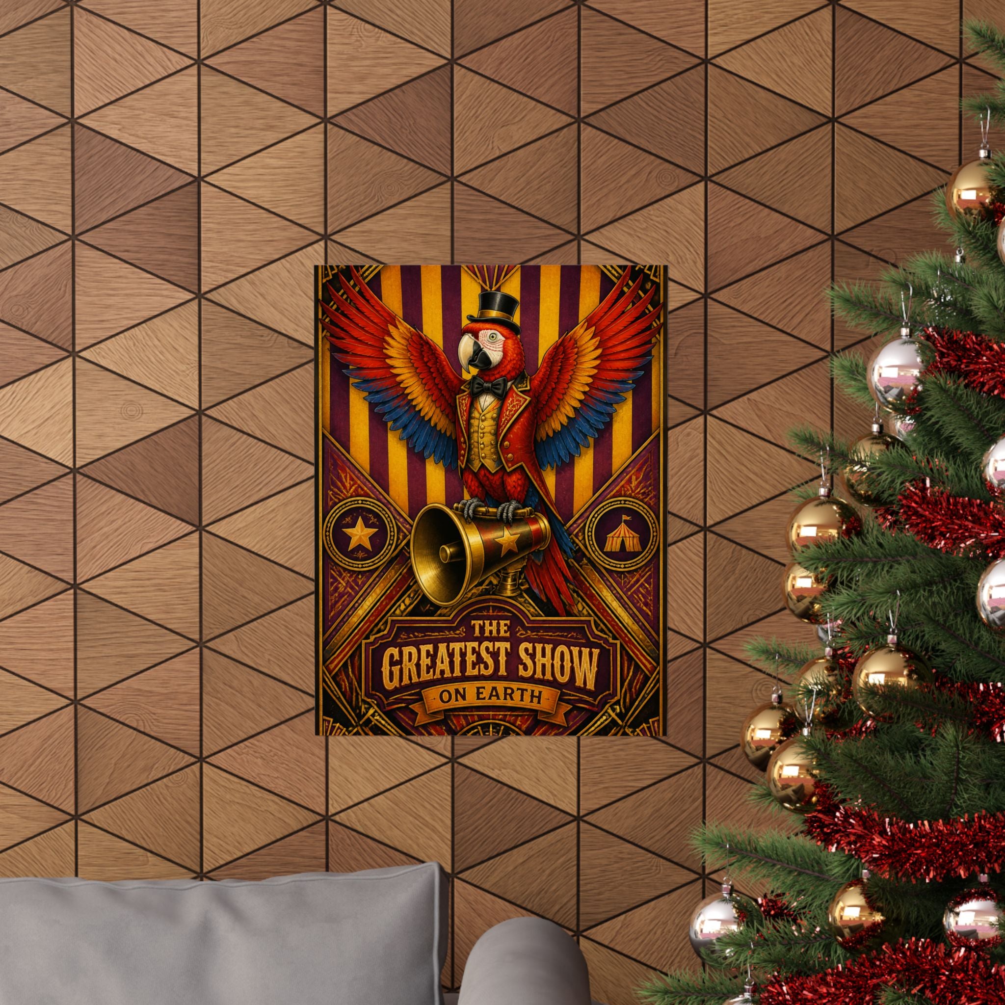 Parrot Ringmaster Wall Art Poster 24×36 Art Deco Bar Area Decor Maximalist Print