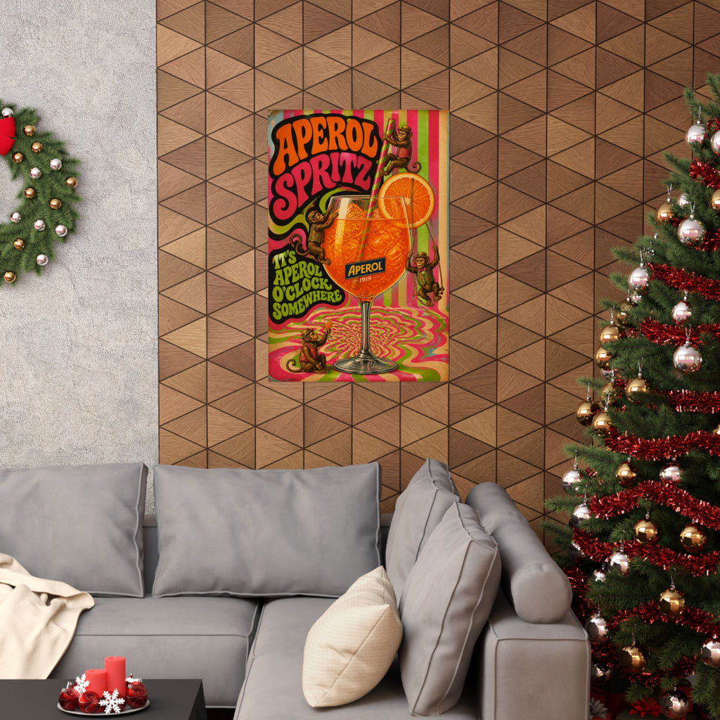 Aperol Spritz Monkeys Wall Art Poster 18×24 Psychedelic Cafe Decor Maximalist Print
