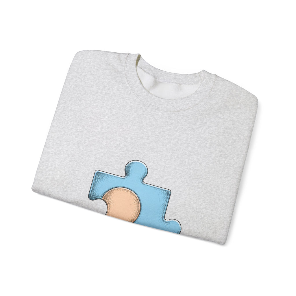 Matching Couple Sweatshirt - Puzzle Pieces Matching Couple Crewneck Sweatshirt Hand-Drawn Art His Hers Best Friend Gift - Design B