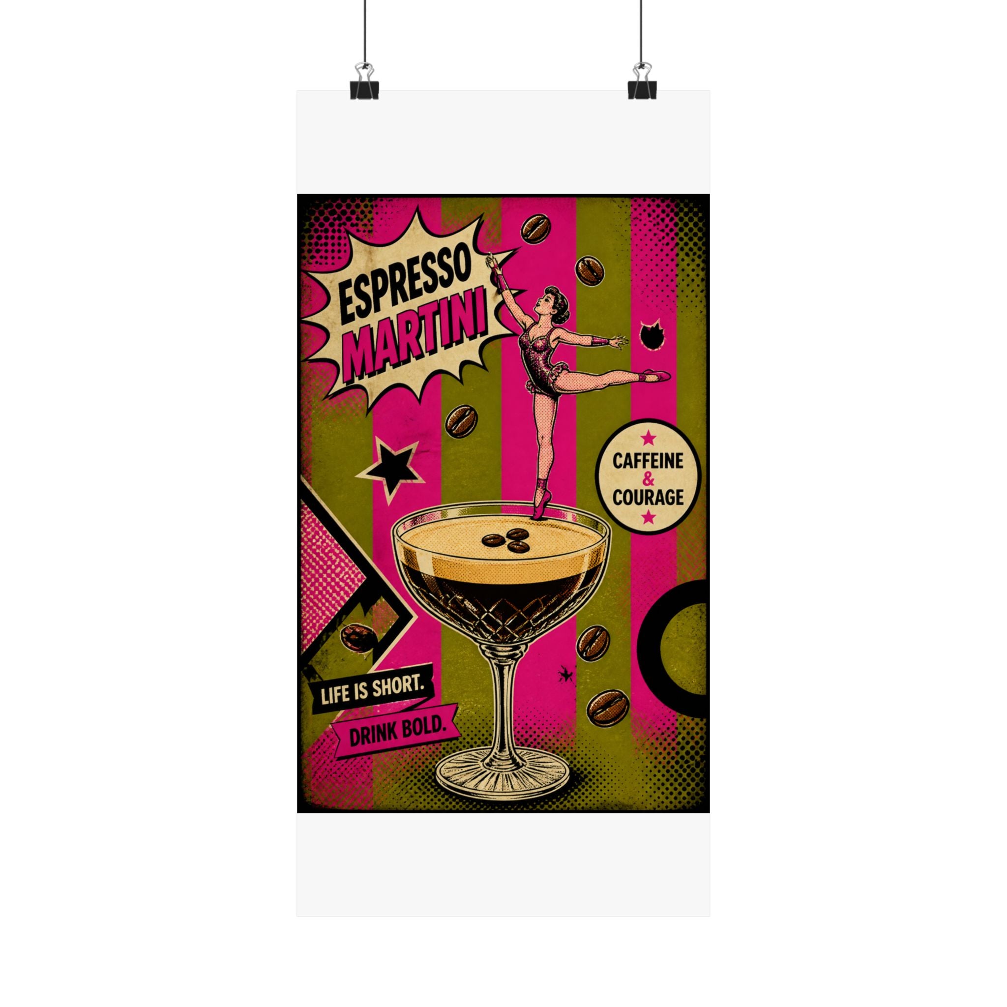 Espresso Martini Acrobat Wall Art Poster 24×36 Pop Art Restaurant Decor Maximalist Print