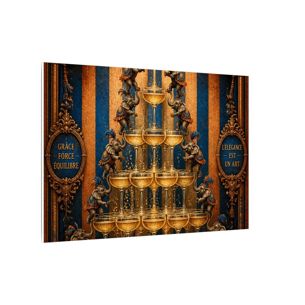 Champagne Tower Elephants Wall Art Canvas 24×36 Baroque Studio Decor Maximalist Print