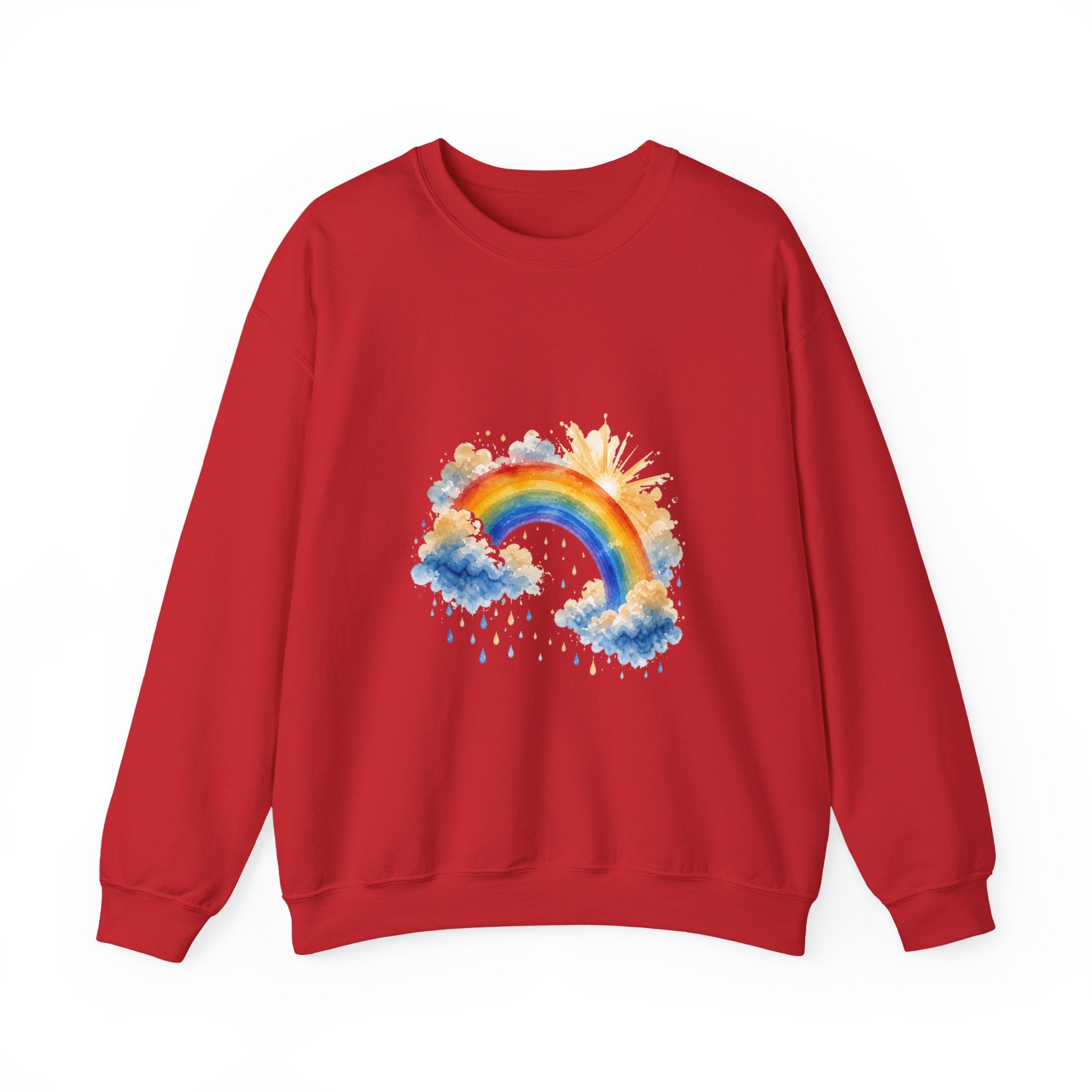 Matching Couple Sweatshirt - Storm & Rainbow Matching Couple Comfort Colors Crew Watercolor Art His Hers Birthday Gift - Design B