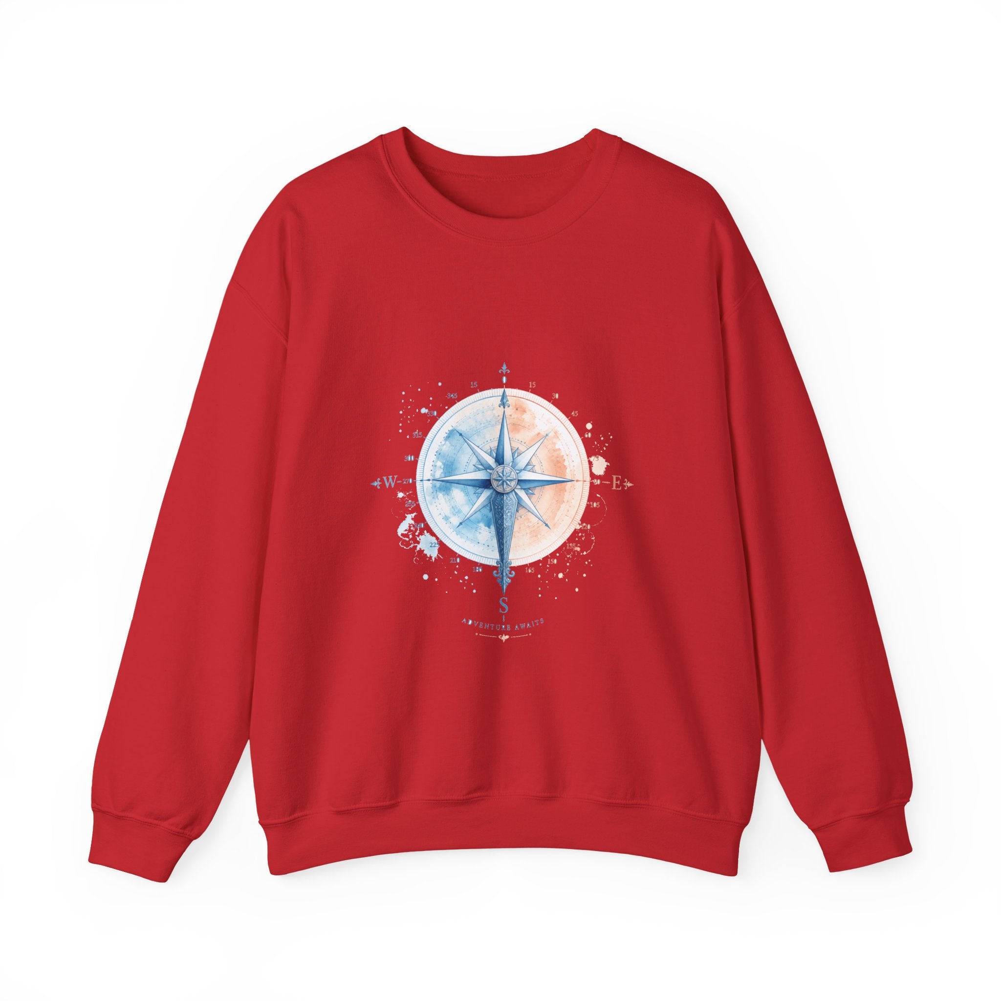 Matching Couple Sweatshirt - Compass North & South Matching Couple Premium Fleece Sweatshirt Watercolor Art His Hers Birthday Gift - Design B