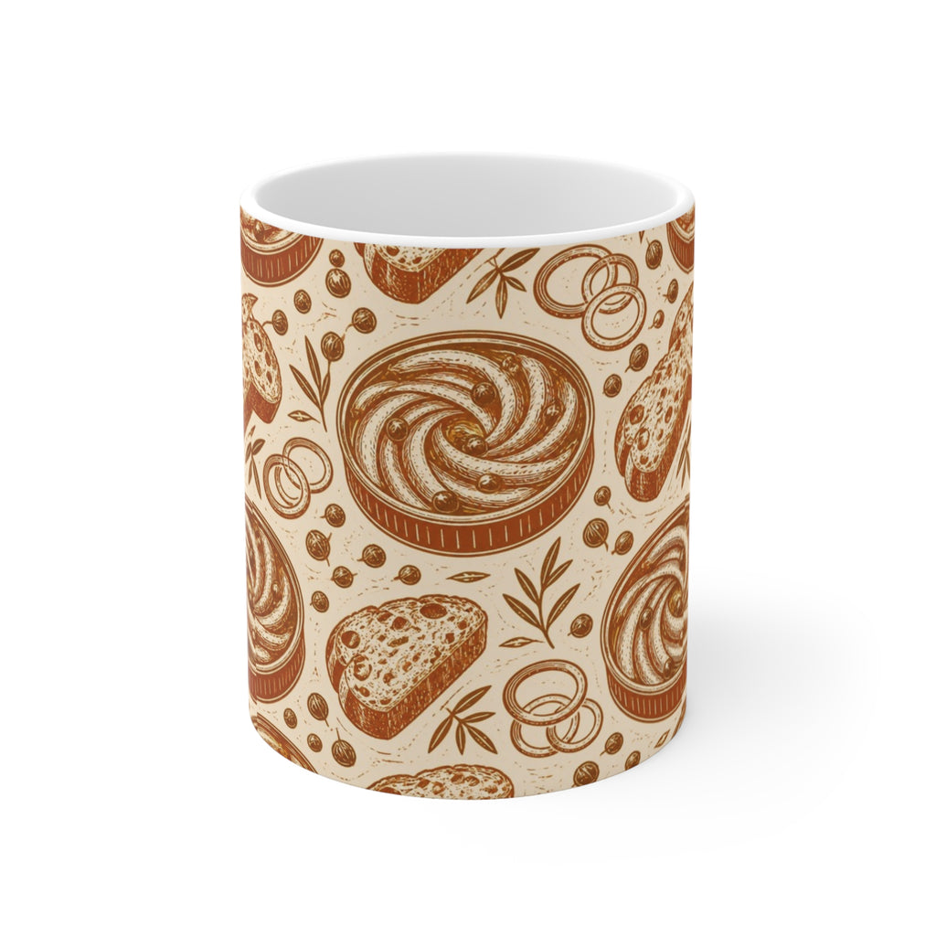 Anchovies & Capers 11oz Ceramic Mug Mediterranean Kitchen Linocut Design Italian Cottagecore Gift