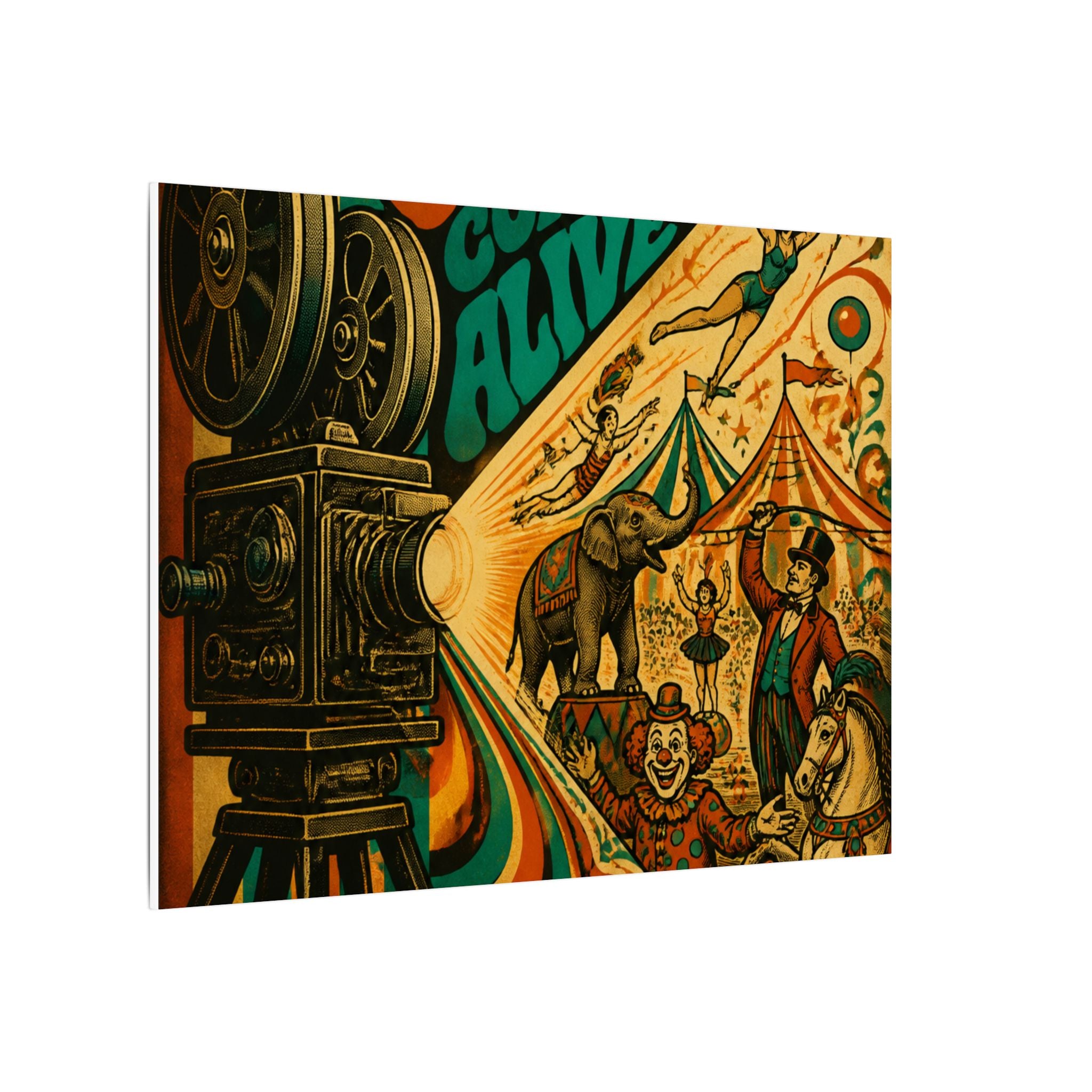 Film Camera Projector Show Wall Art Canvas 16×20 Psychedelic Cafe Decor Maximalist Print