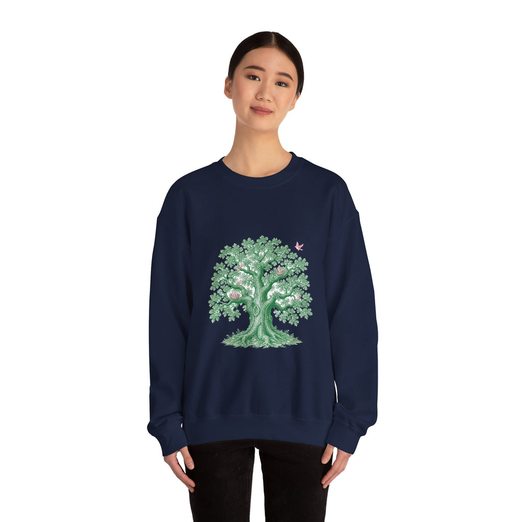 Matching Couple Sweatshirt - Ancient Oak & Deep Roots Matching Couple Crewneck Sweatshirt Vintage Art His Hers Wedding Gift - Design A