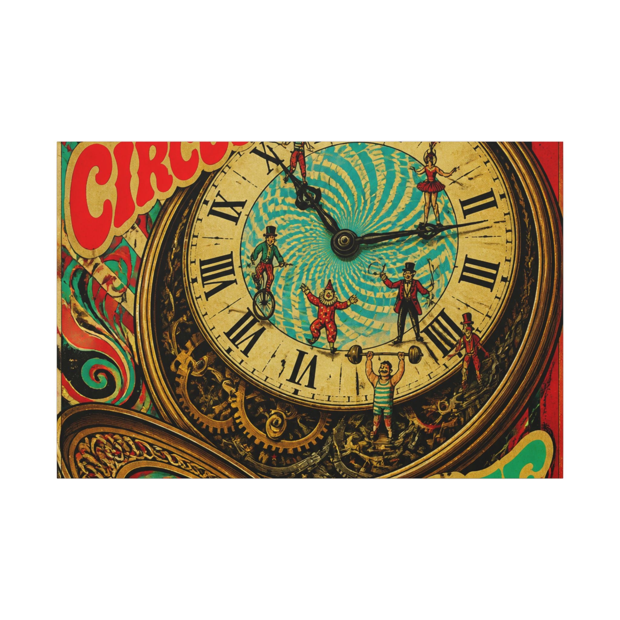 Pocket Watch Performers Wall Art Canvas 24×36 Psychedelic Dining Room Decor Maximalist Print