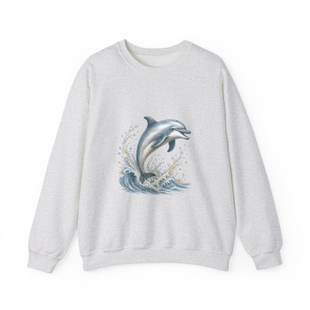 Matching Couple Sweatshirt - Shark & Dolphin Matching Couple Premium Fleece Sweatshirt Hand-Drawn Art His Hers Anniversary Gift - Design B