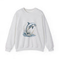 Matching Couple Sweatshirt - Shark & Dolphin Matching Couple Premium Fleece Sweatshirt Hand-Drawn Art His Hers Anniversary Gift - Design B