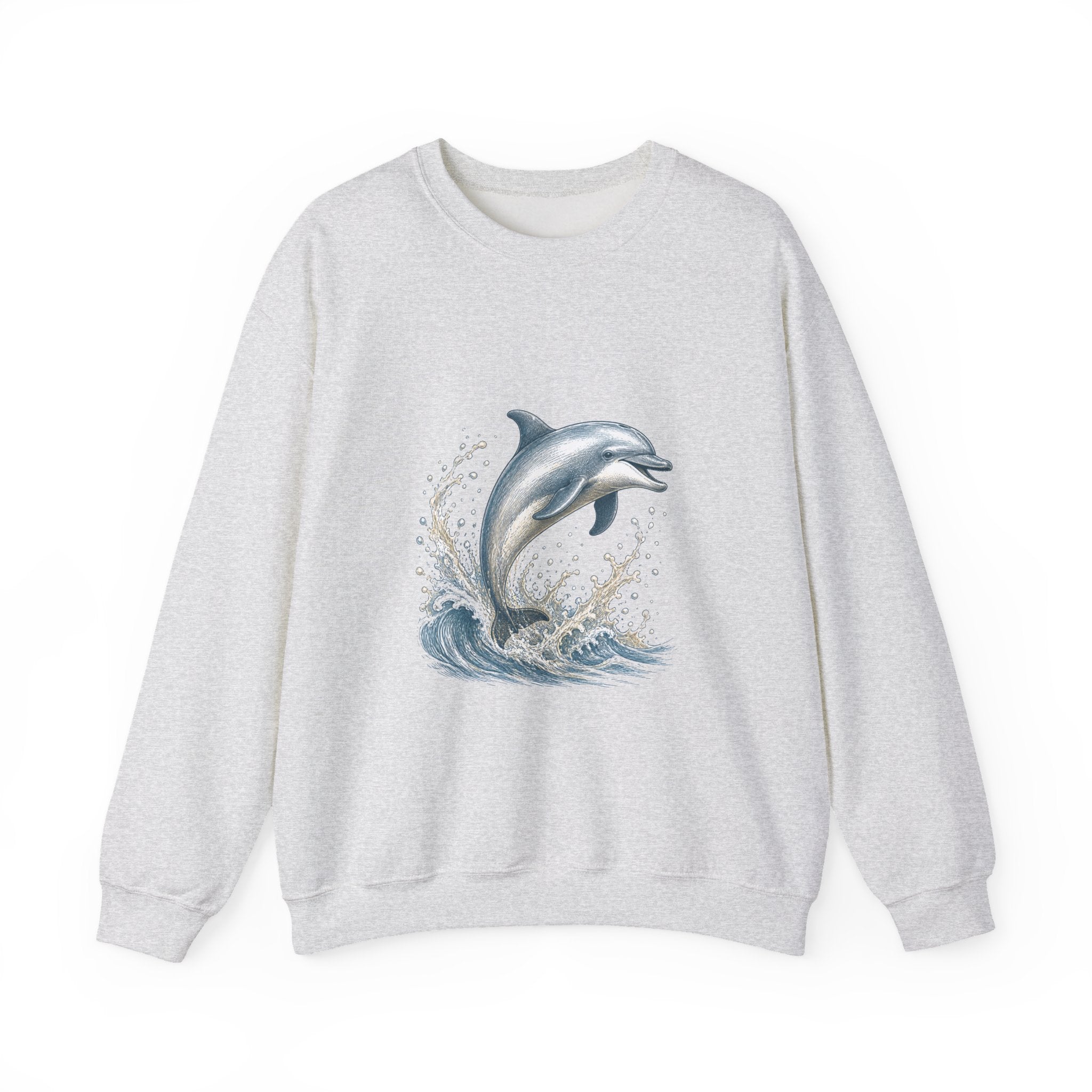 Matching Couple Sweatshirt - Shark & Dolphin Matching Couple Premium Fleece Sweatshirt Hand-Drawn Art His Hers Anniversary Gift - Design B