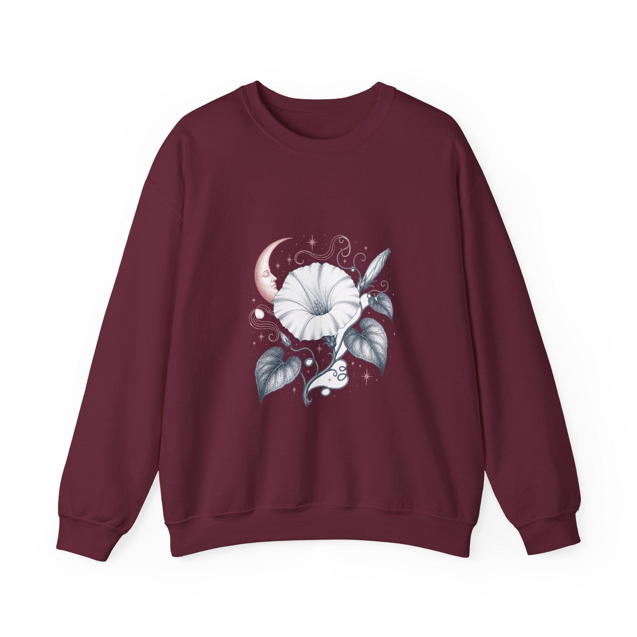 Matching Couple Sweatshirt - Sunflower & Moonflower Matching Couple Comfort Colors Crew Vintage Art His Hers Honeymoon Gift - Design B