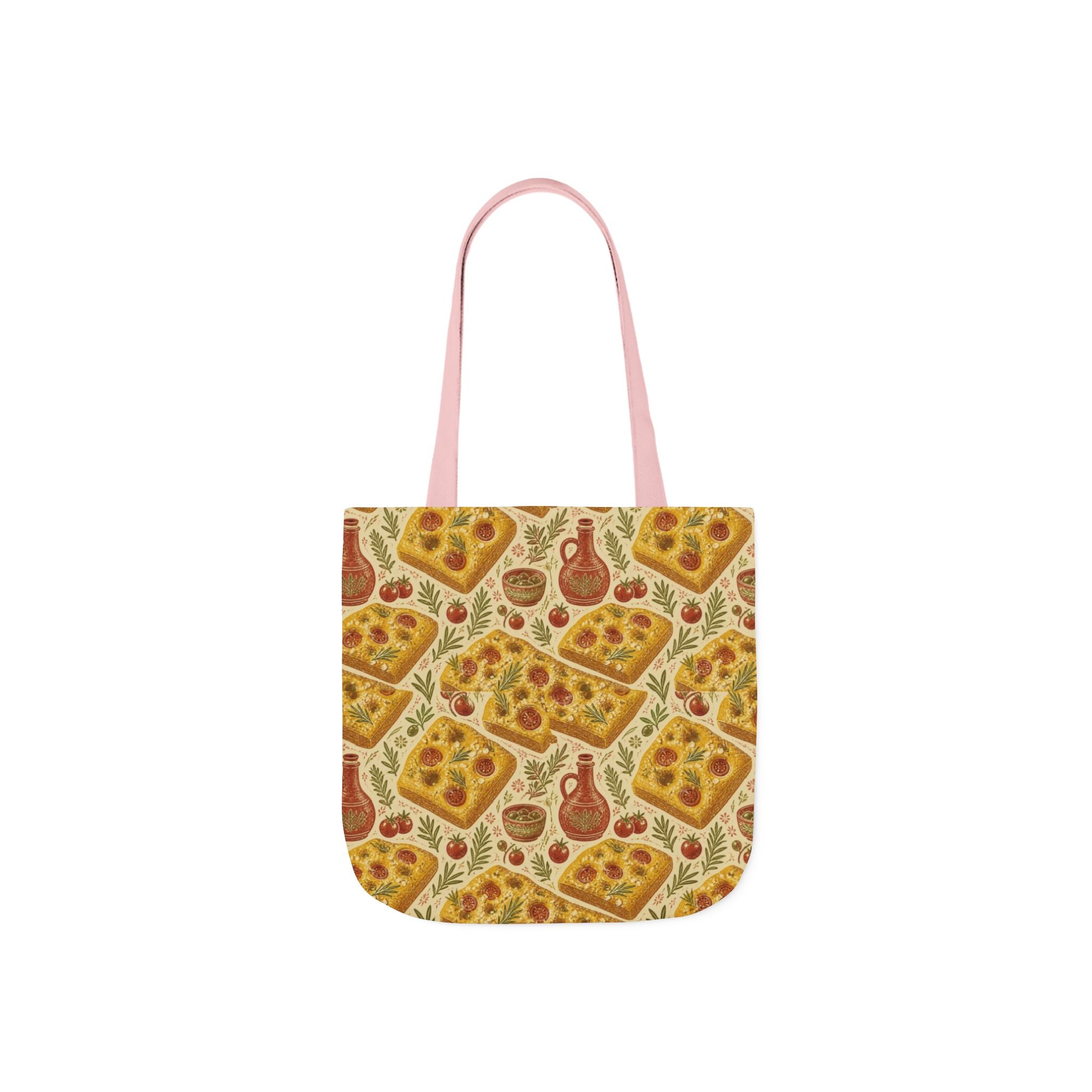 Focaccia Bread Canvas Tote Bag Mediterranean Kitchen Linocut Design Italian Cottagecore Gift