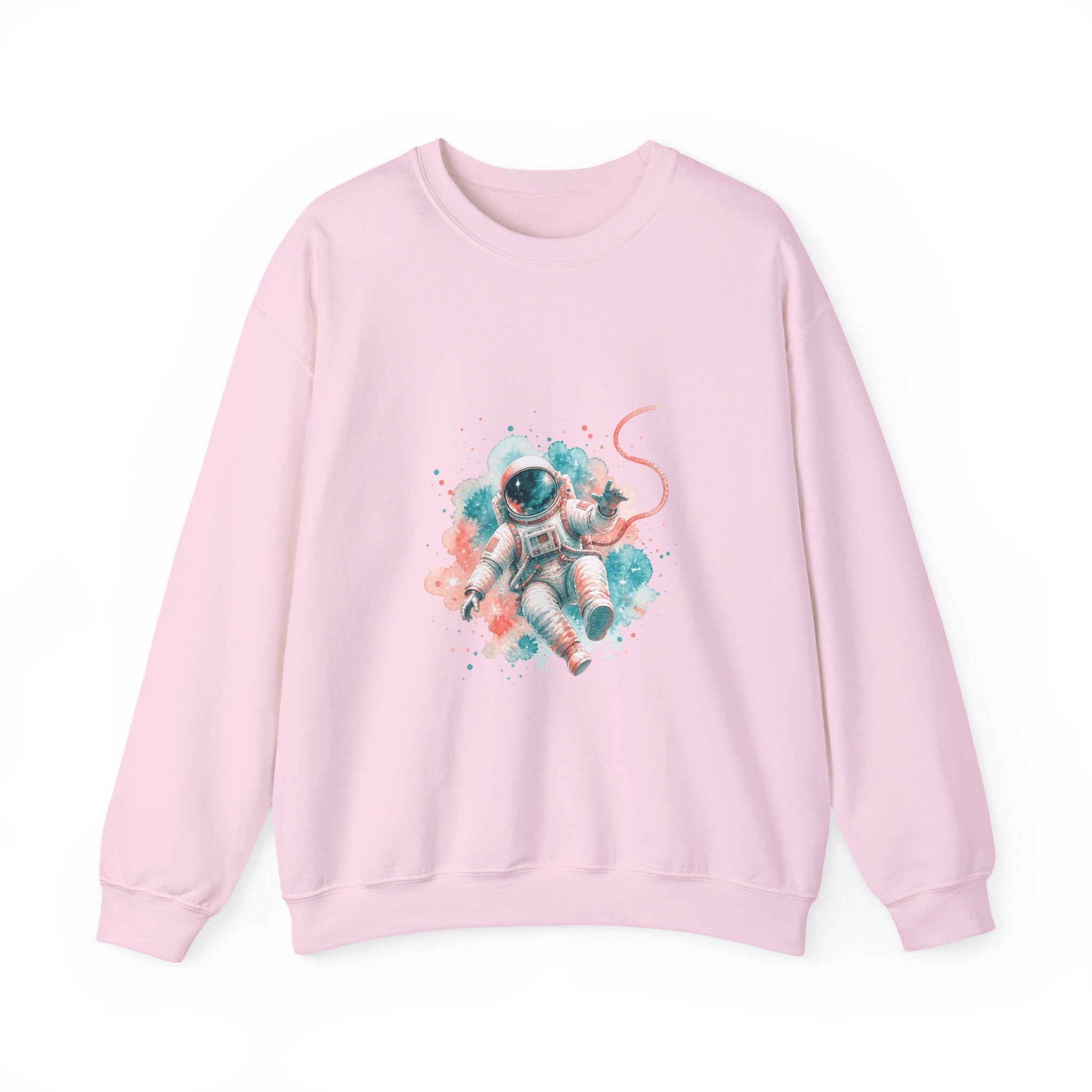 Matching Couple Sweatshirt - Astronaut & Planet Matching Couple Premium Fleece Sweatshirt Watercolor Art His Hers Birthday Gift - Design A