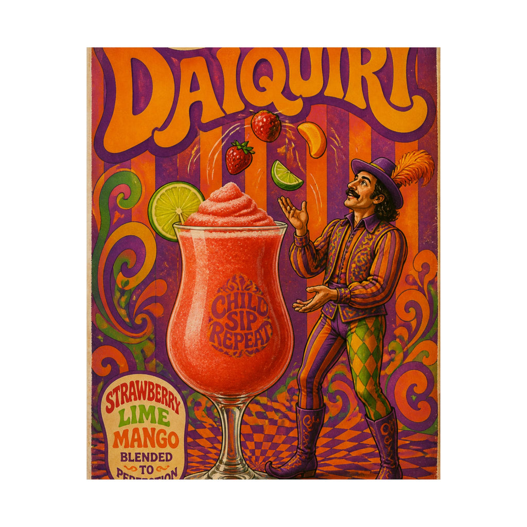 Daiquiri Fruit Juggler Wall Art Poster 24×36 Psychedelic Dining Room Decor Maximalist Print