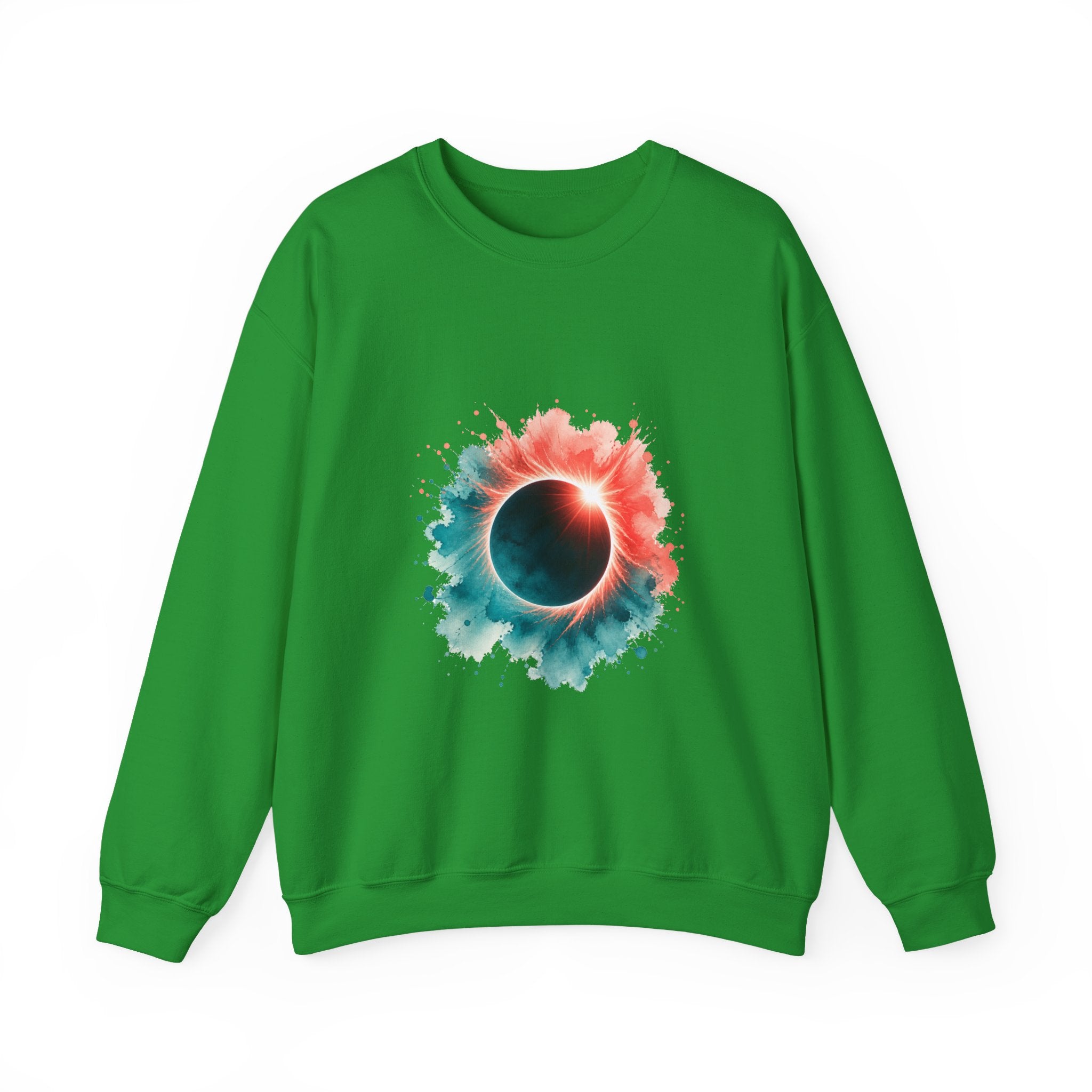 Matching Couple Sweatshirt - Solar & Lunar Eclipse Matching Couple Crewneck Sweatshirt Watercolor Art His Hers Engagement Gift - Design A