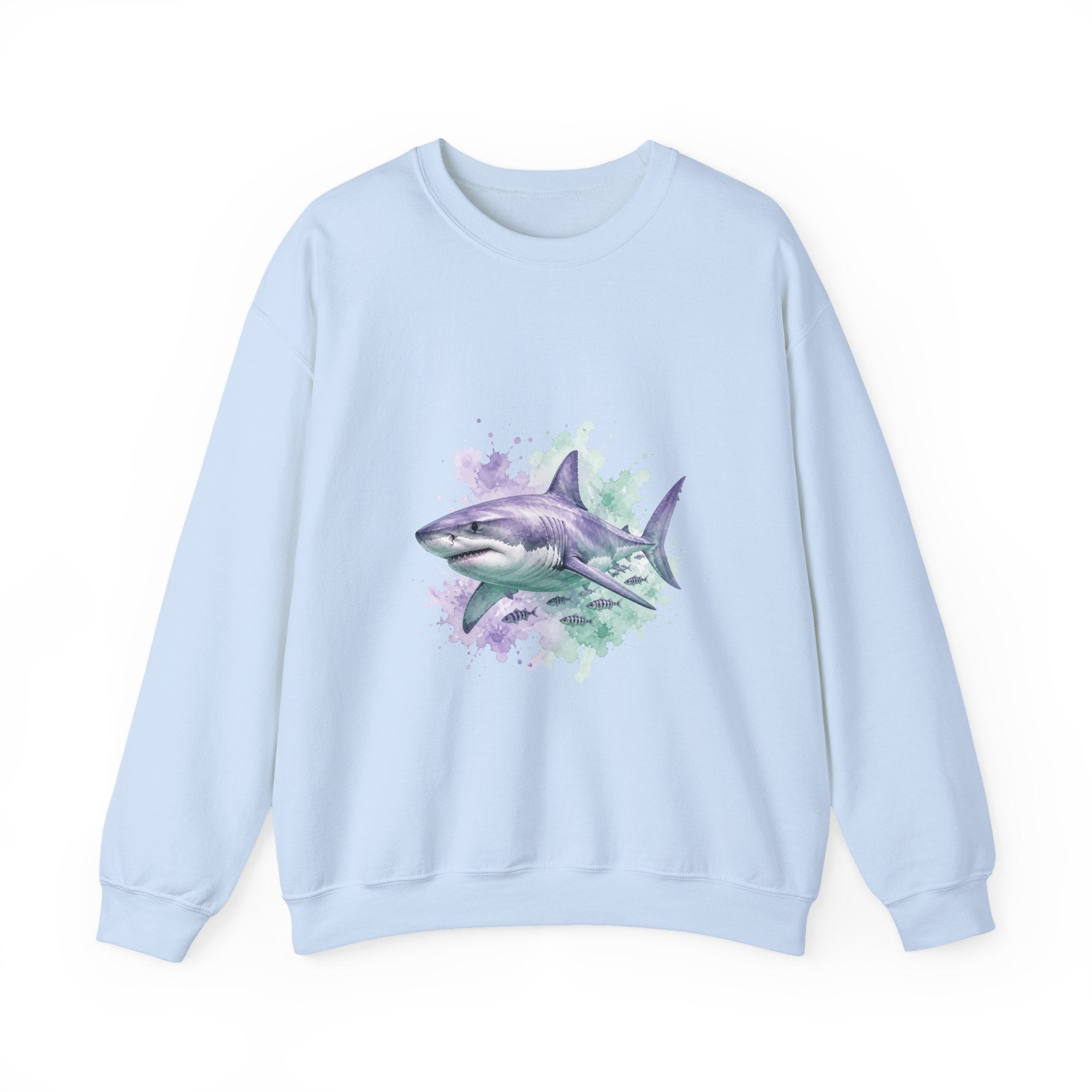 Matching Couple Sweatshirt - Shark & Dolphin Matching Couple Premium Fleece Sweatshirt Watercolor Art His Hers Birthday Gift - Design A