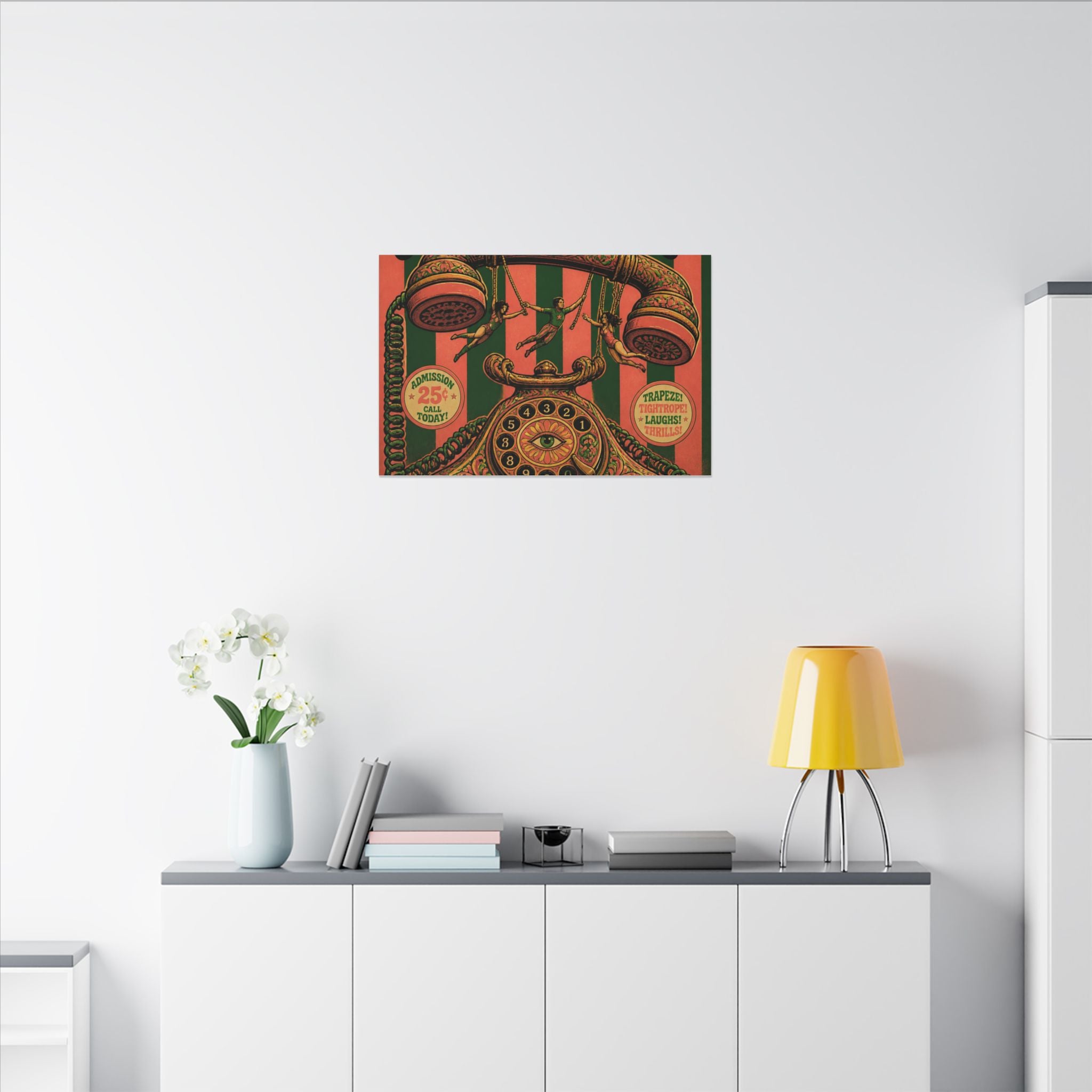 Vintage Telephone Booth Wall Art Canvas 24×36 Psychedelic Dining Room Decor Maximalist Print