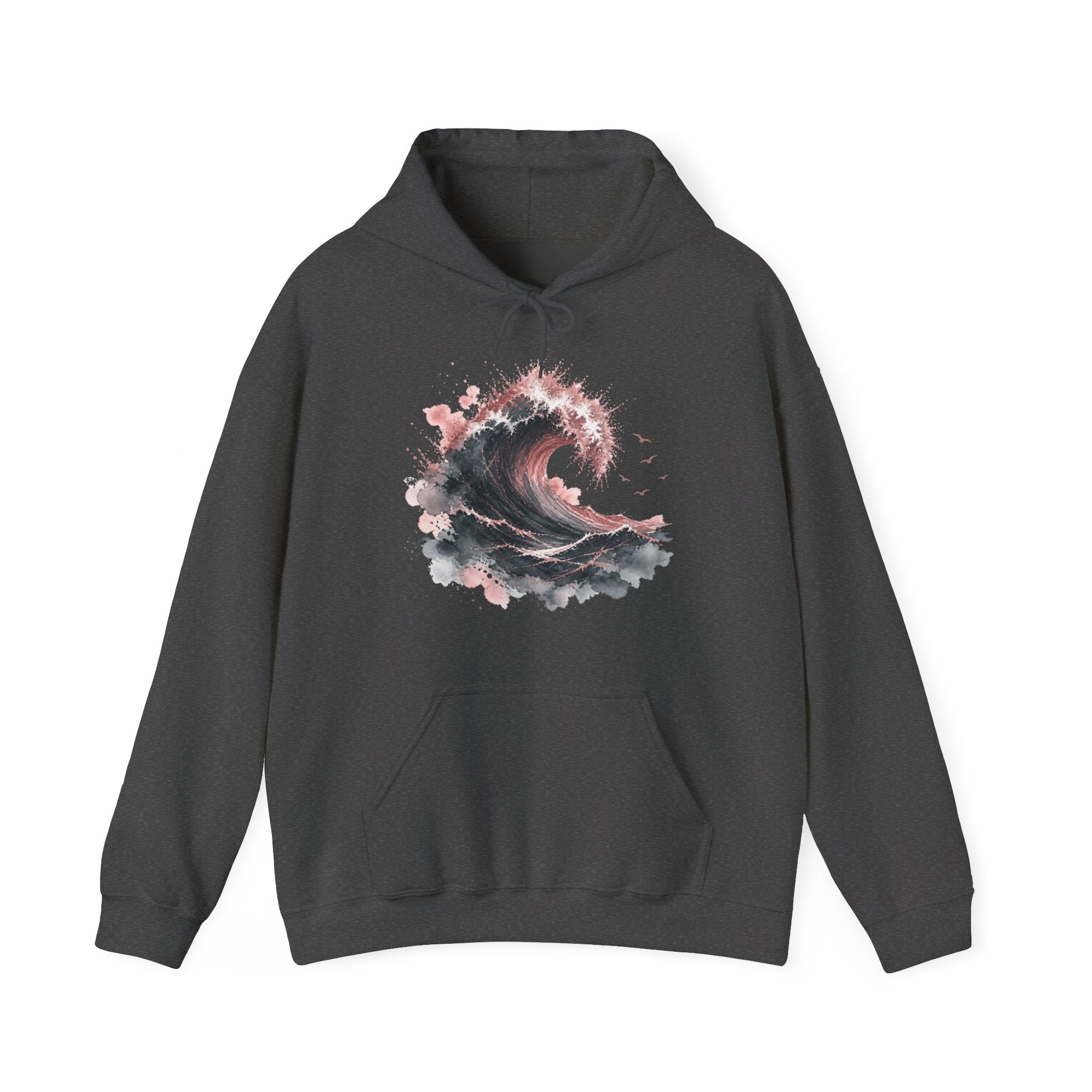 Matching Couple Sweatshirt - Mountain & Ocean Matching Couple Hooded Sweatshirt Watercolor Art His Hers Engagement Gift - Design B
