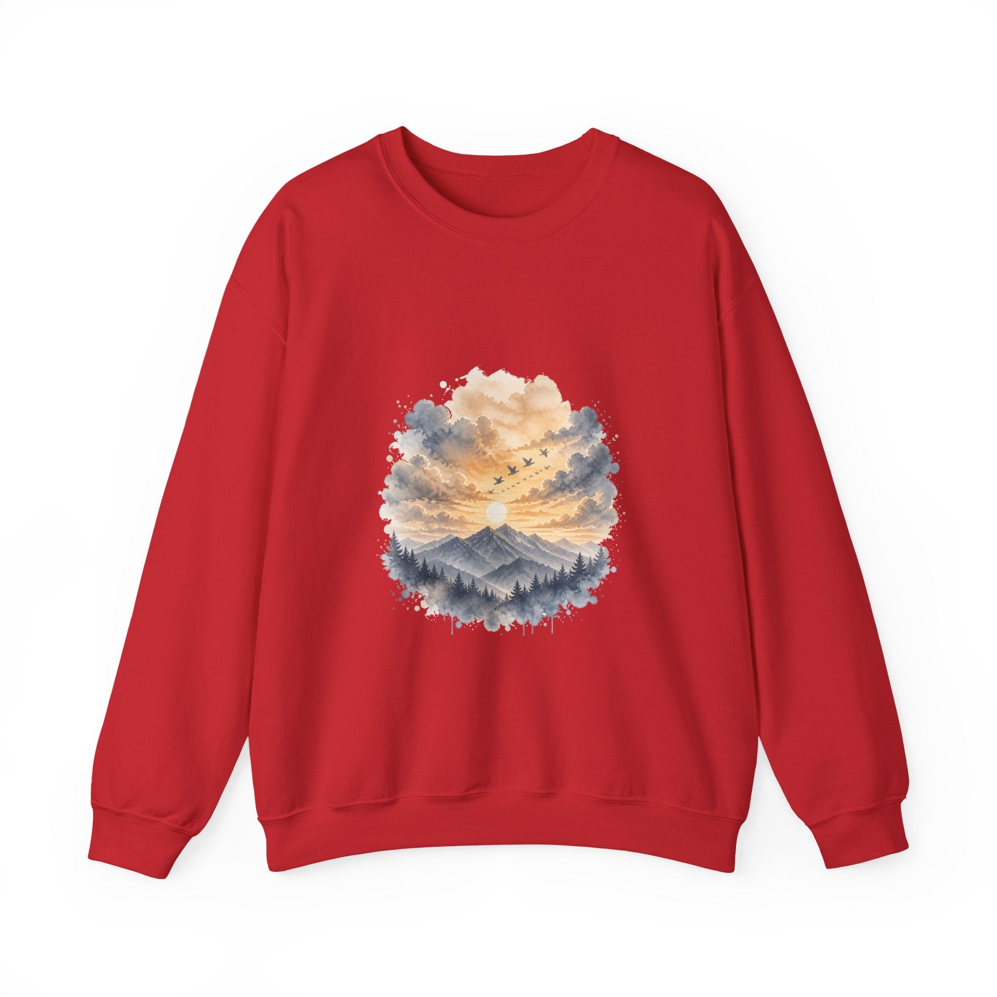 Matching Couple Sweatshirt - Sunrise & Sunset Matching Couple Premium Fleece Sweatshirt Watercolor Art His Hers Birthday Gift - Design B