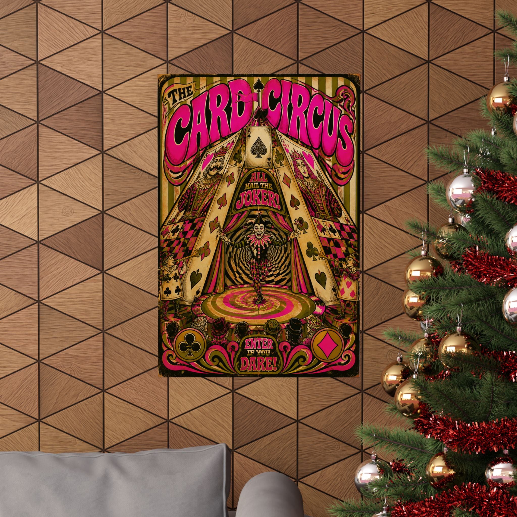 Playing Cards Tent Wall Art Poster 18×24 Psychedelic Cafe Decor Maximalist Print