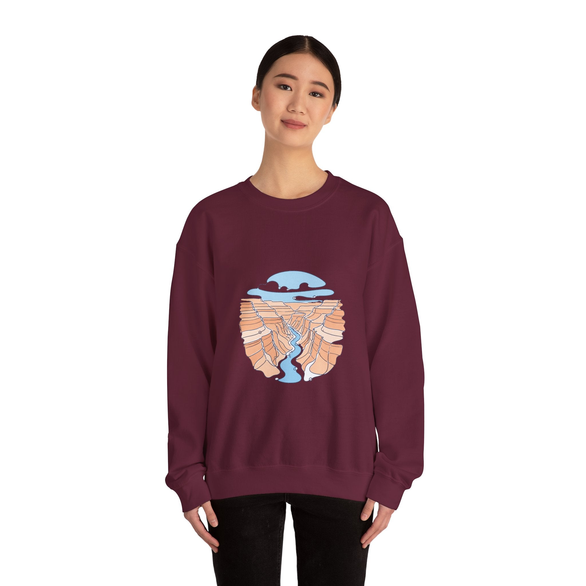 Matching Couple Sweatshirt - Lavender Fields & Canyon Matching Couple Comfort Colors Crew Minimalist Art His Hers Christmas Gift - Design B