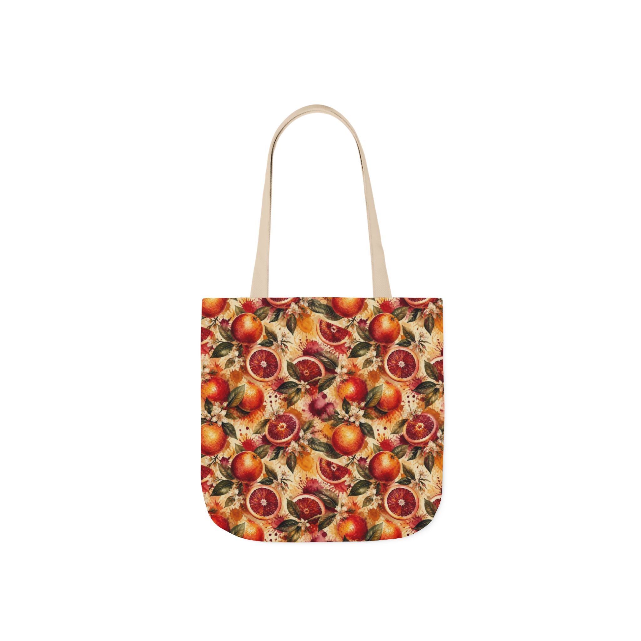 Blood Oranges Canvas Tote Bag Mediterranean Kitchen Watercolor Splash Design Italian Cottagecore Gift