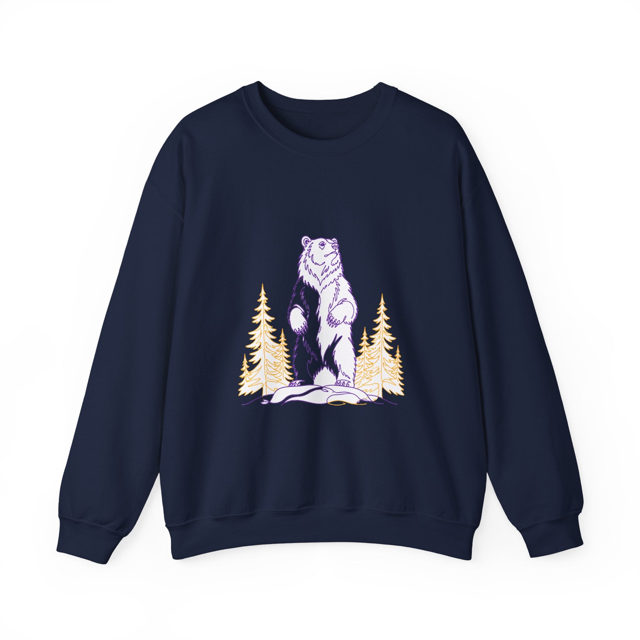 Matching Couple Sweatshirt - Bear & Deer Matching Couple Crewneck Sweatshirt Minimalist Art His Hers Valentine Gift - Design A