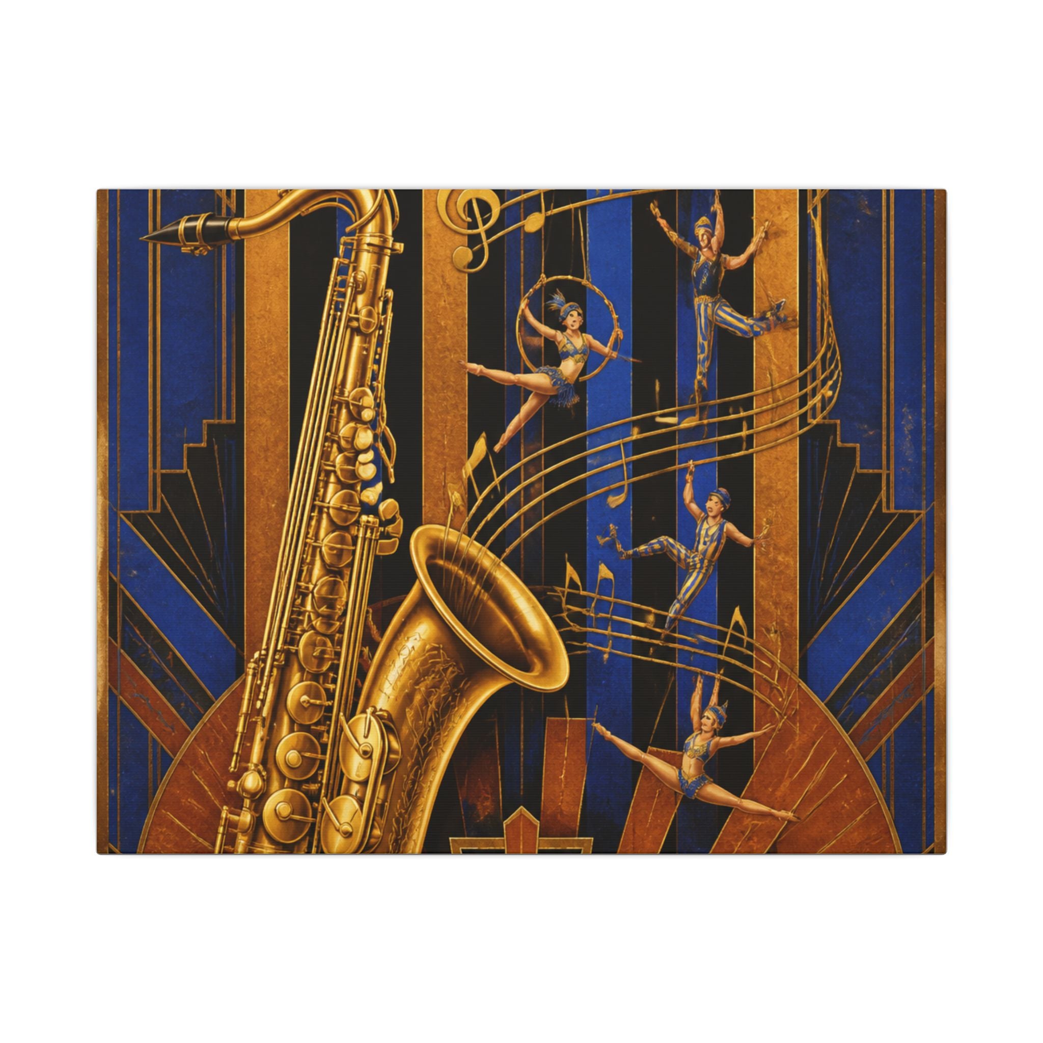 Saxophone Music Circus Wall Art Canvas 16×20 Art Deco Entryway Decor Maximalist Print