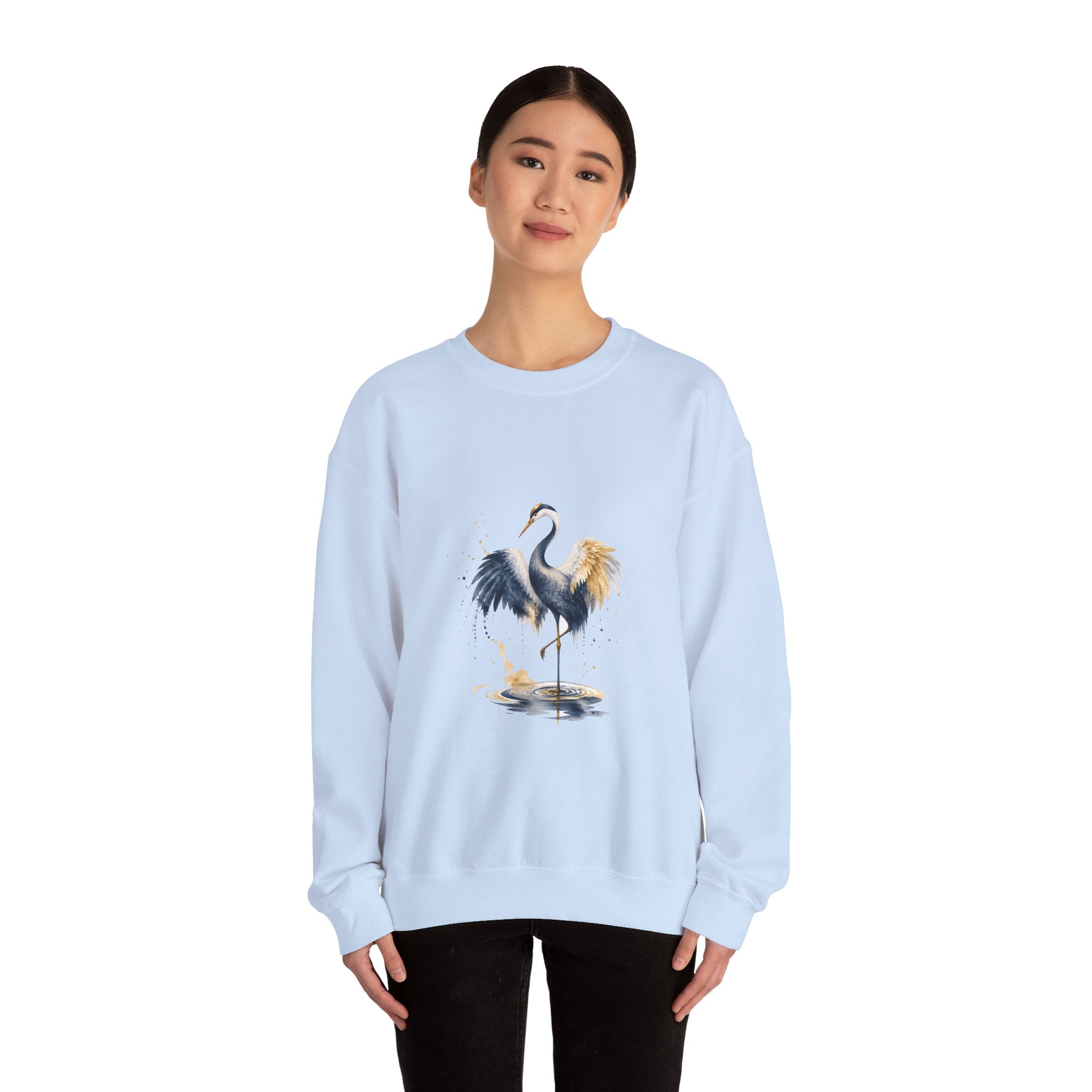 Matching Couple Sweatshirt - Tiger & Crane Matching Couple Crewneck Sweatshirt Watercolor Art His Hers Engagement Gift - Design B