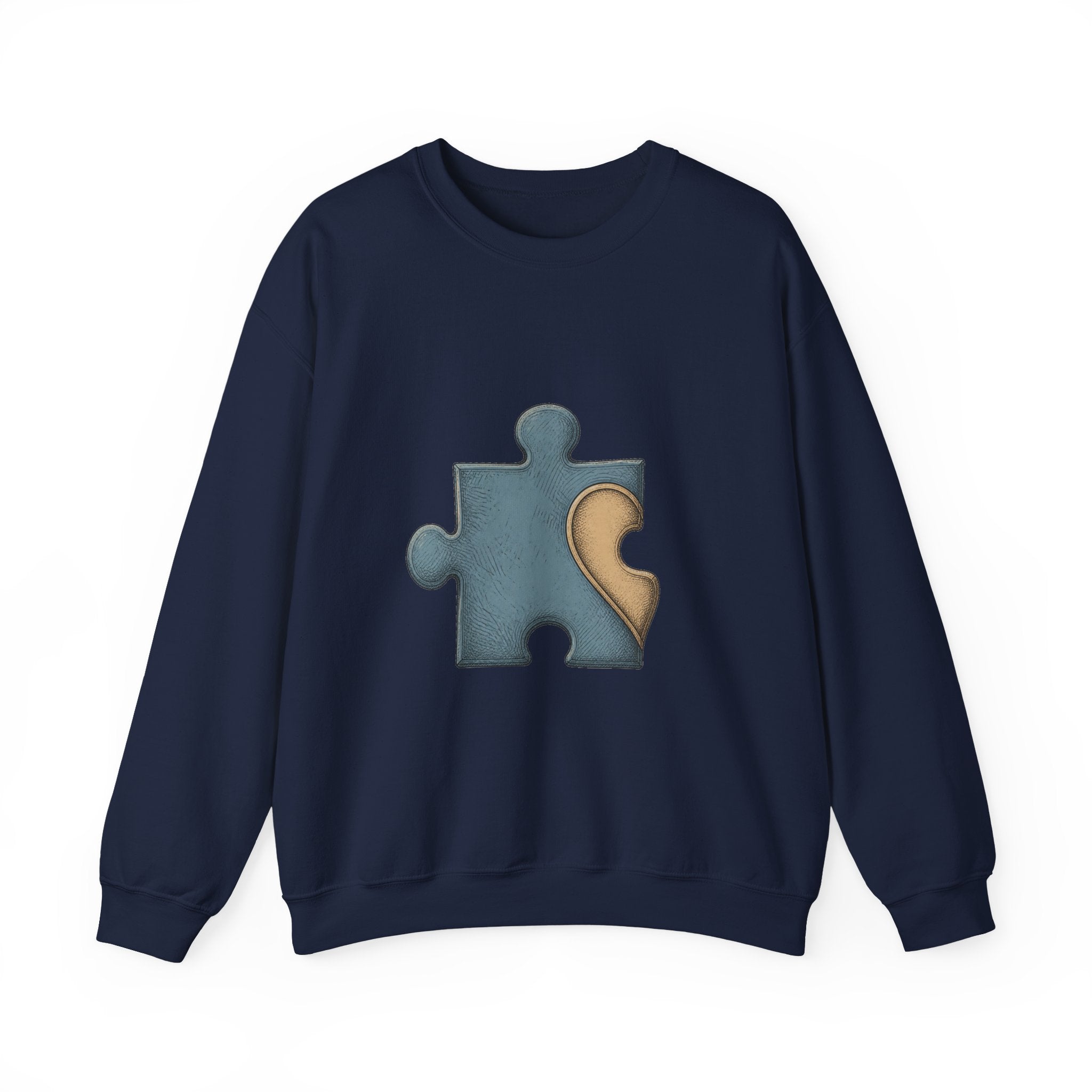 Matching Couple Sweatshirt - Puzzle Pieces Matching Couple Comfort Colors Crew Hand-Drawn Art His Hers Anniversary Gift - Design A