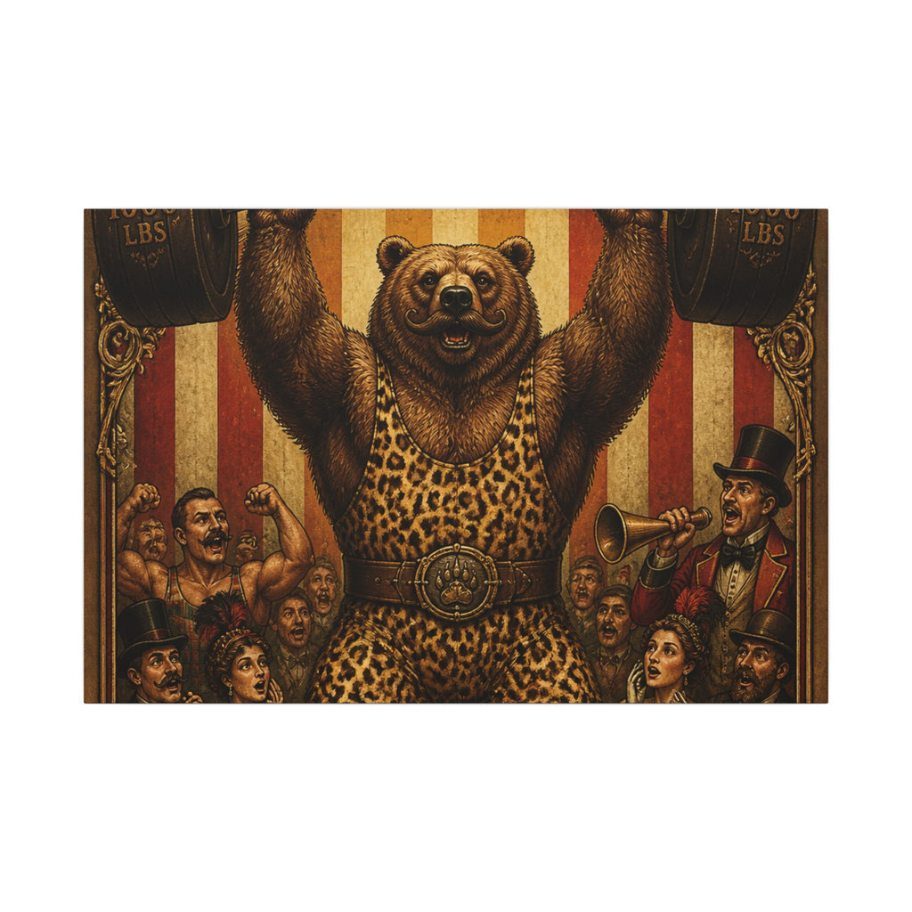 Strongman Bear Wall Art Canvas 24×36 Baroque Studio Decor Maximalist Print