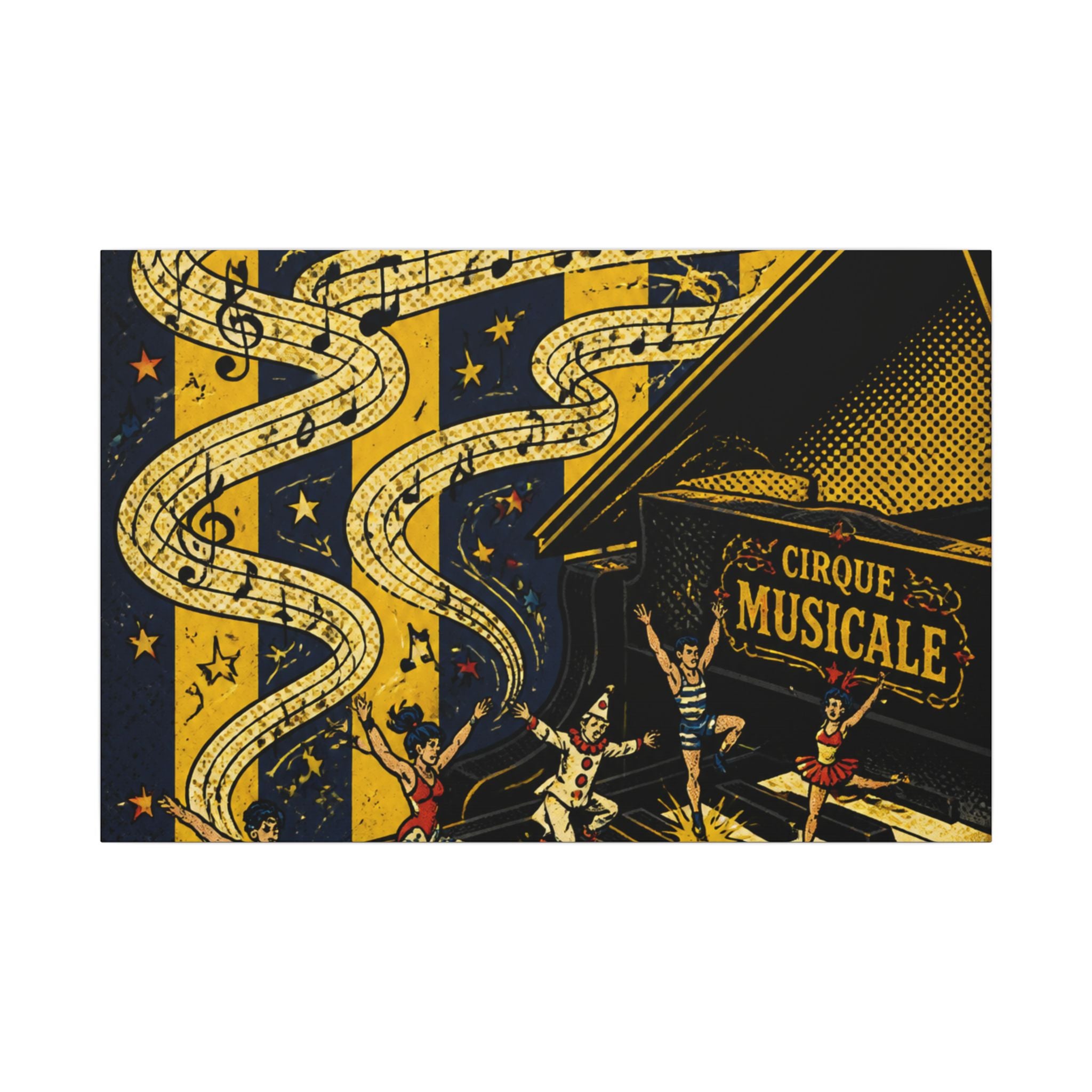 Grand Piano Acrobats Wall Art Canvas 24×36 Pop Art Restaurant Decor Maximalist Print